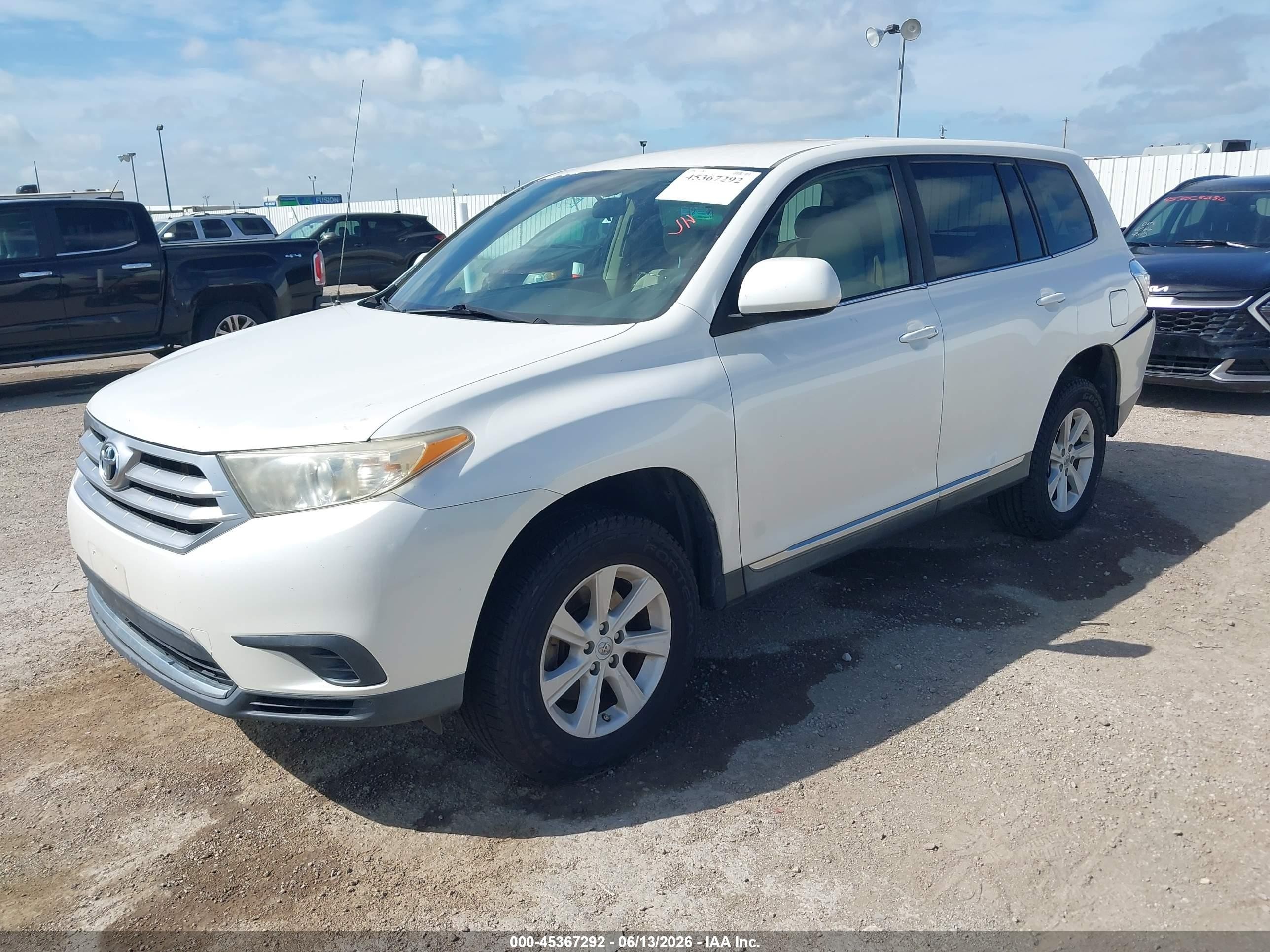 2012 Toyota Highlander Base V6 White vin: 5TDZK3EH1CS063031