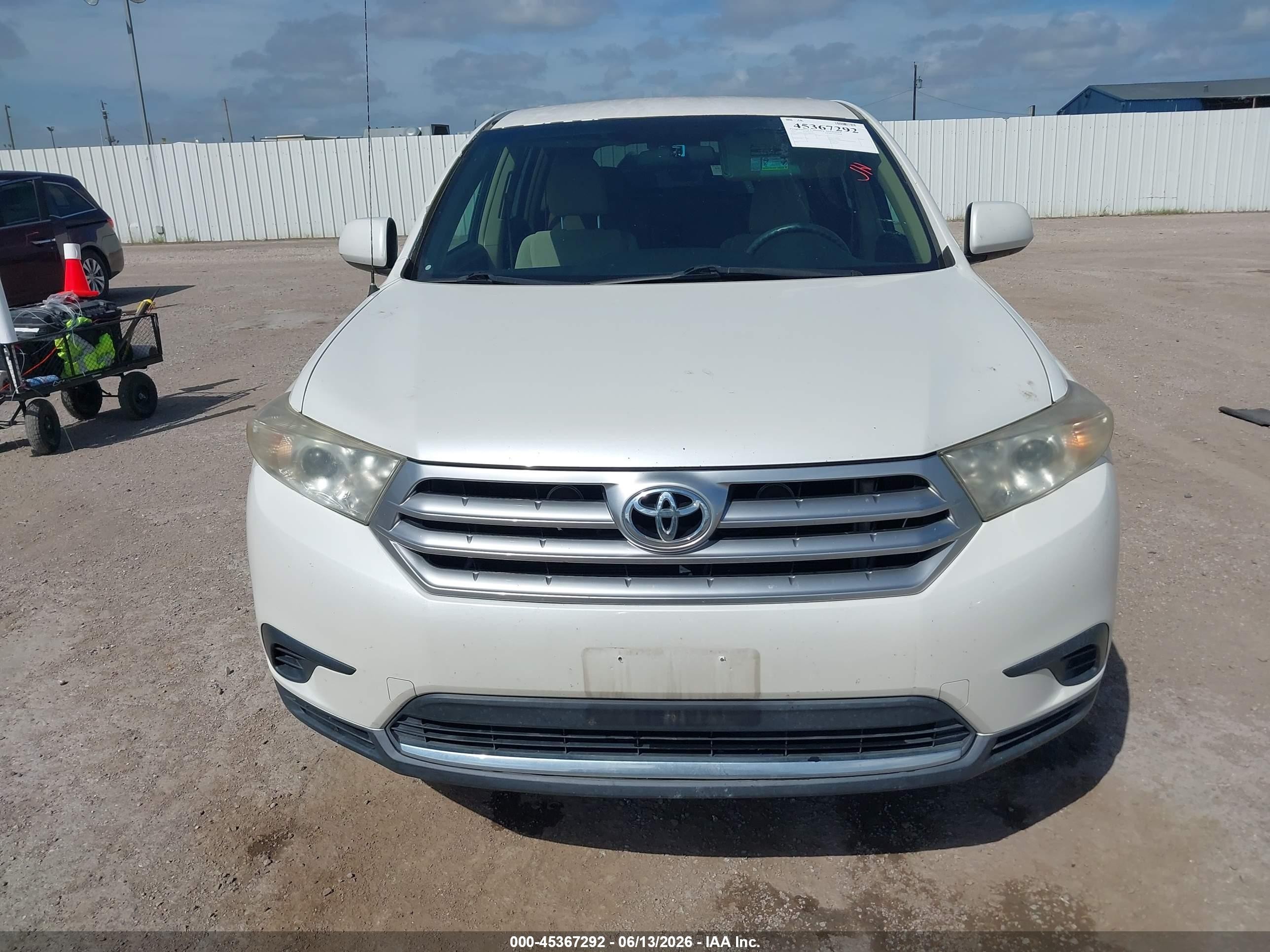 2012 Toyota Highlander Base V6 White vin: 5TDZK3EH1CS063031
