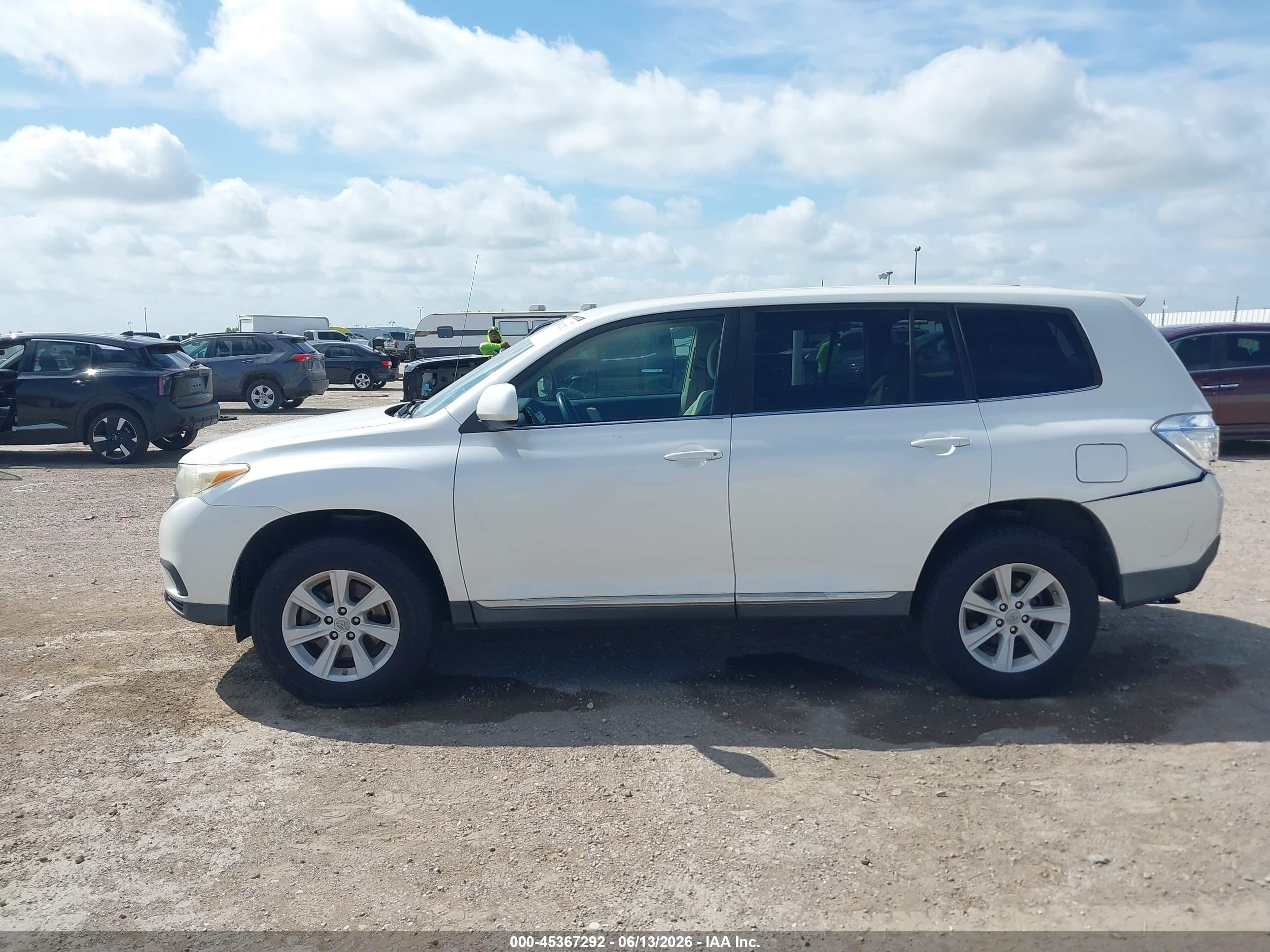 2012 Toyota Highlander Base V6 White vin: 5TDZK3EH1CS063031
