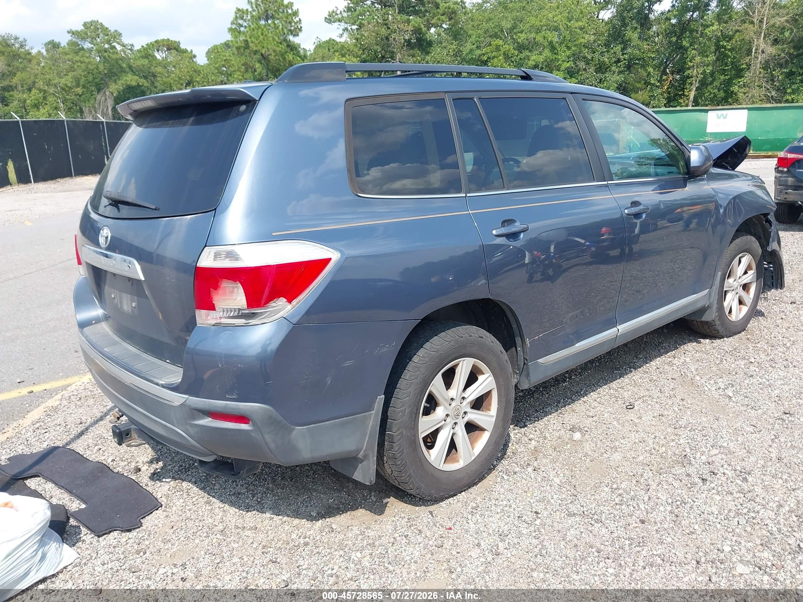 2012 Toyota Highlander Se V6 Blue vin: 5TDZK3EH1CS084008