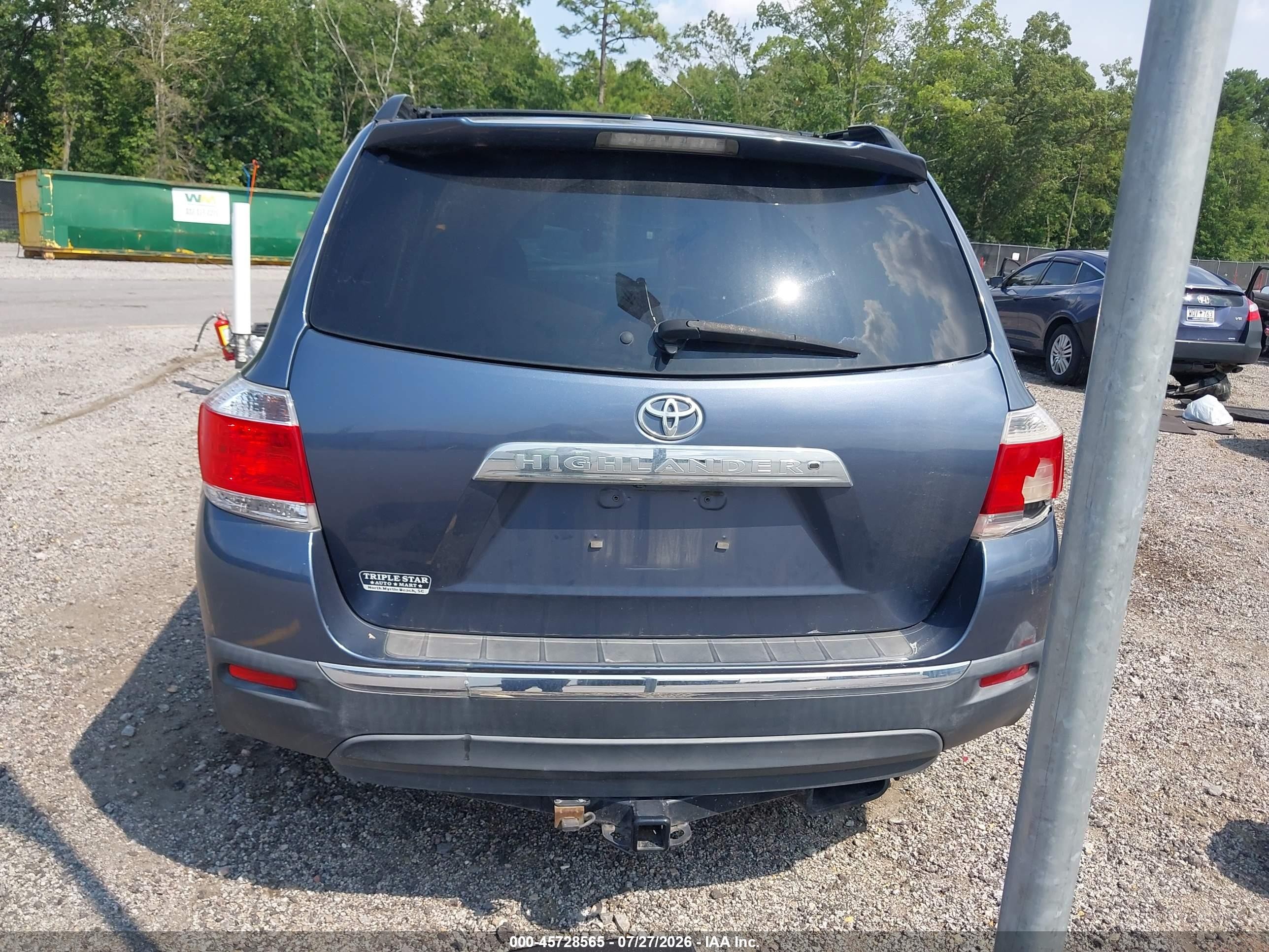 2012 Toyota Highlander Se V6 Blue vin: 5TDZK3EH1CS084008