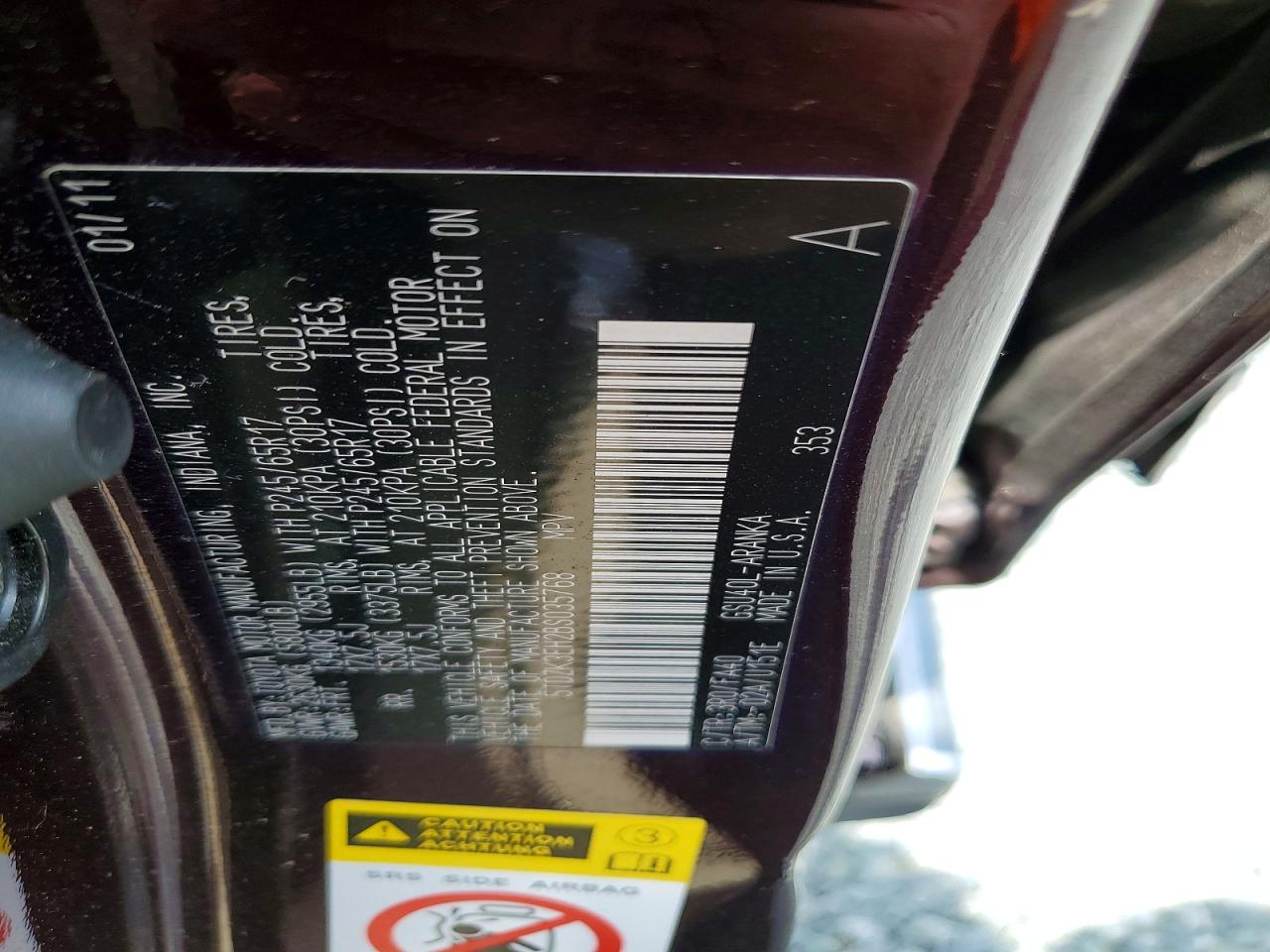 2011 Toyota Highlander Base Burgundy vin: 5TDZK3EH2BS035768
