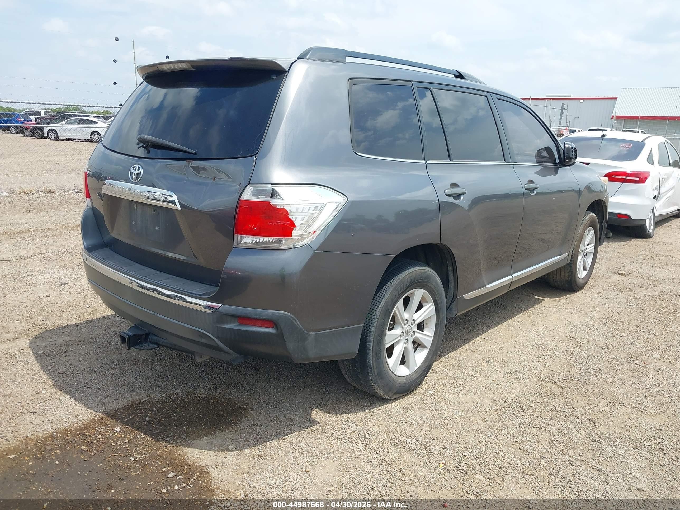 2013 Toyota Highlander Se V6 Gray vin: 5TDZK3EH2DS126672