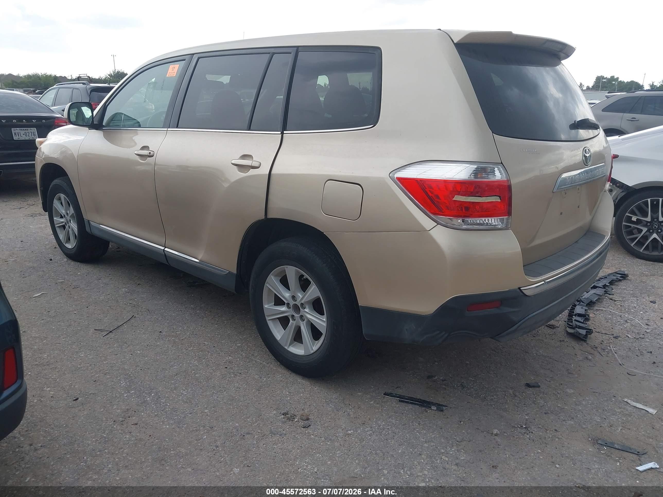 2012 Toyota Highlander Base V6 Gold vin: 5TDZK3EH3CS064696