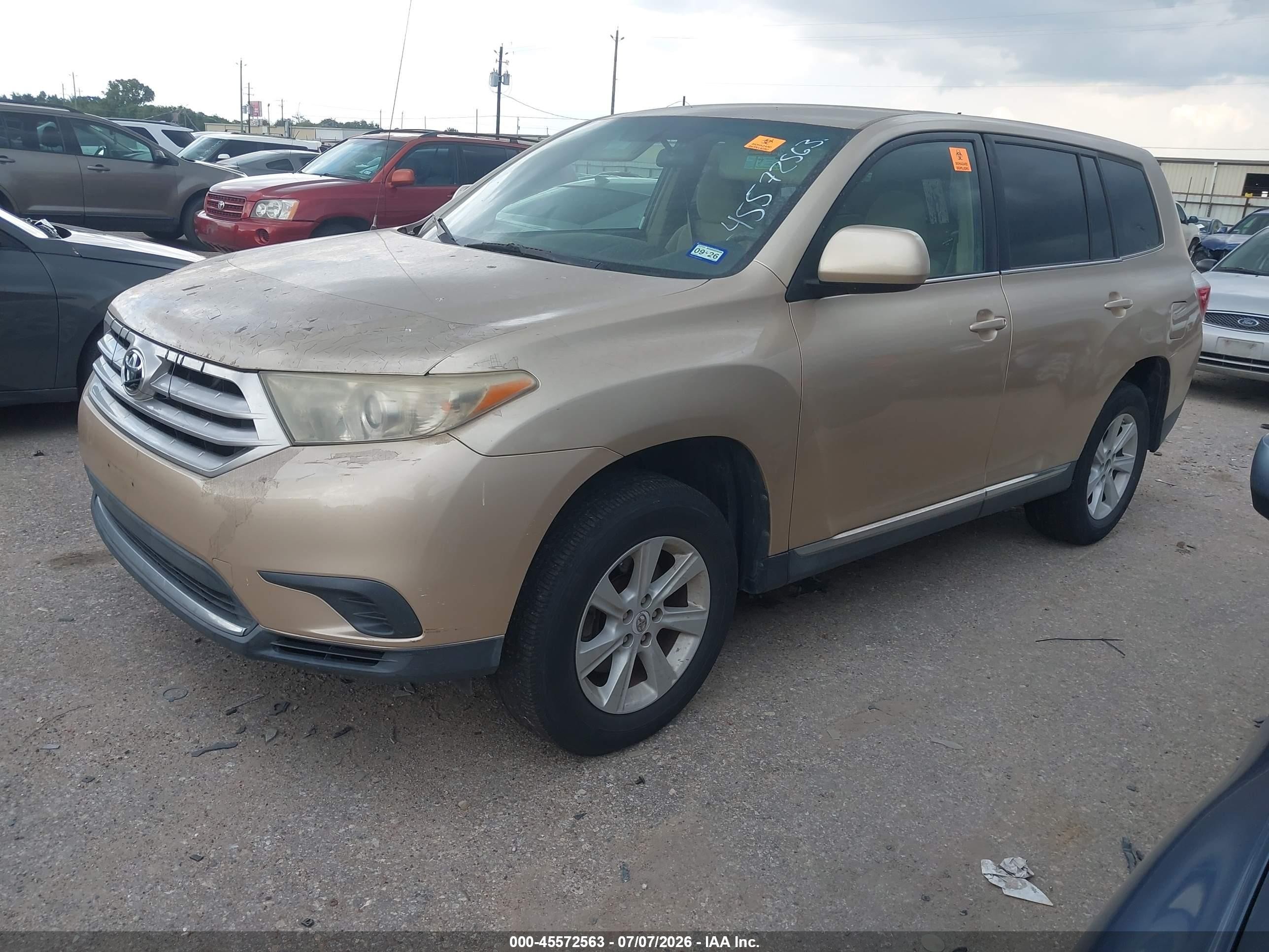 2012 Toyota Highlander Base V6 Gold vin: 5TDZK3EH3CS064696