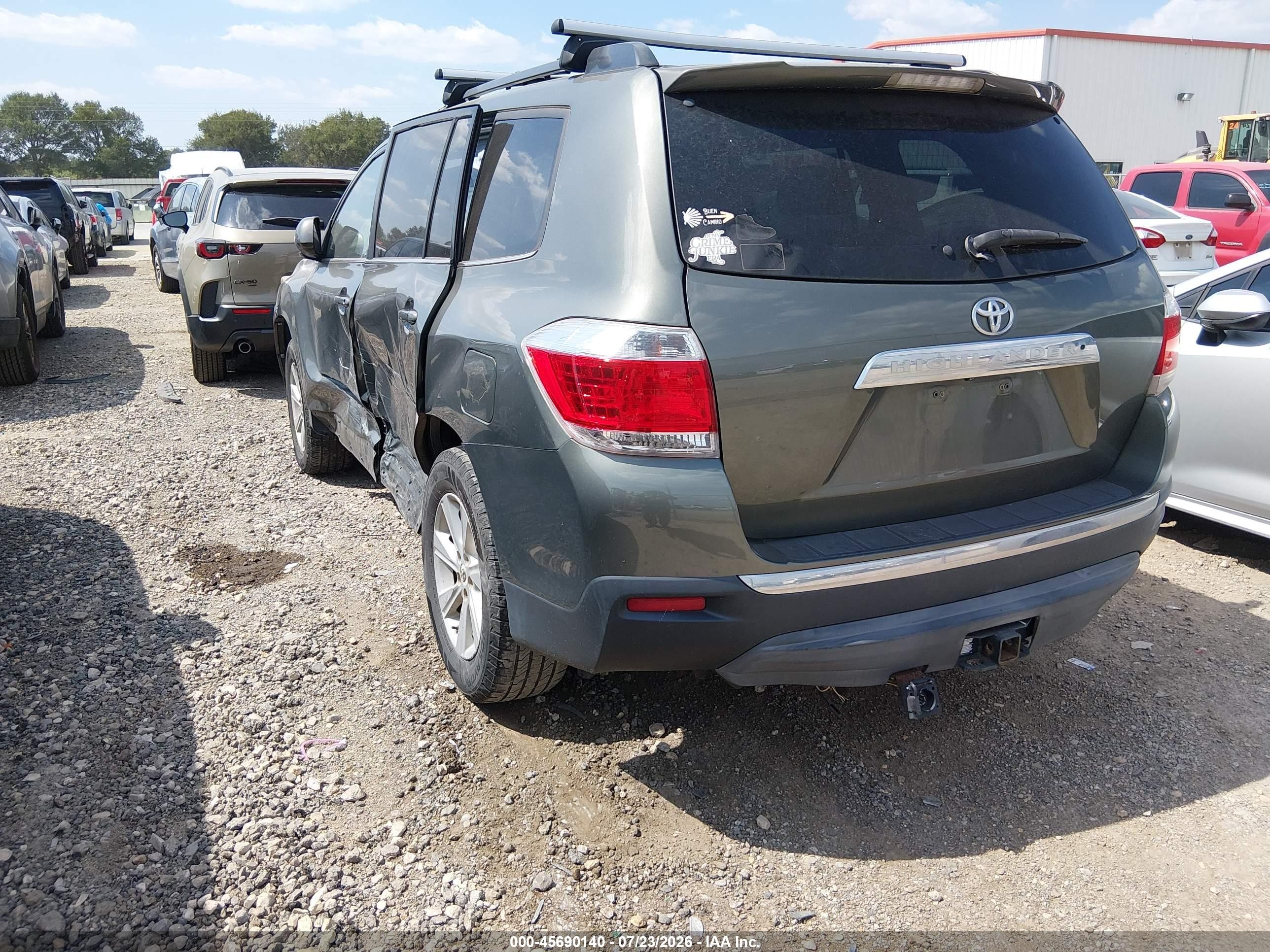 2012 Toyota Highlander Base V6 Gray vin: 5TDZK3EH3CS077111