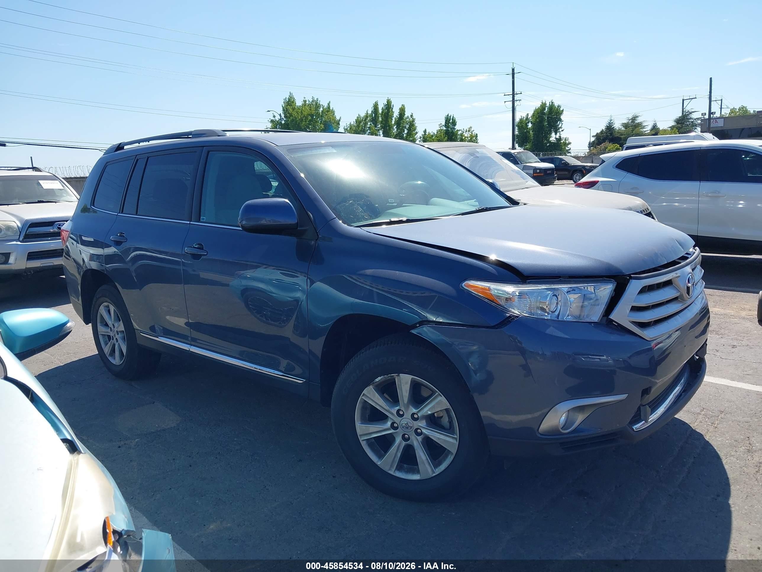 2013 Toyota Highlander Base Plus V6 Blue vin: 5TDZK3EH3DS126891