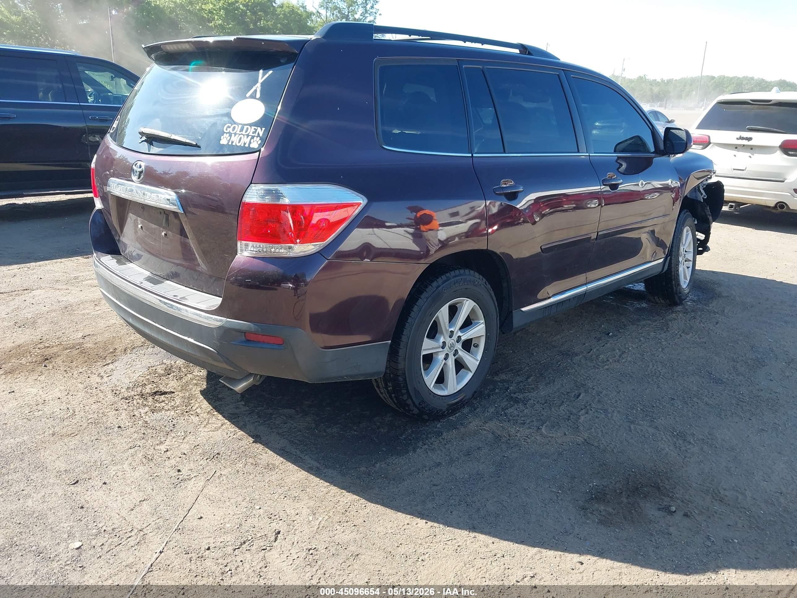 2013 Toyota Highlander Se V6 Burgundy vin: 5TDZK3EH4DS131341