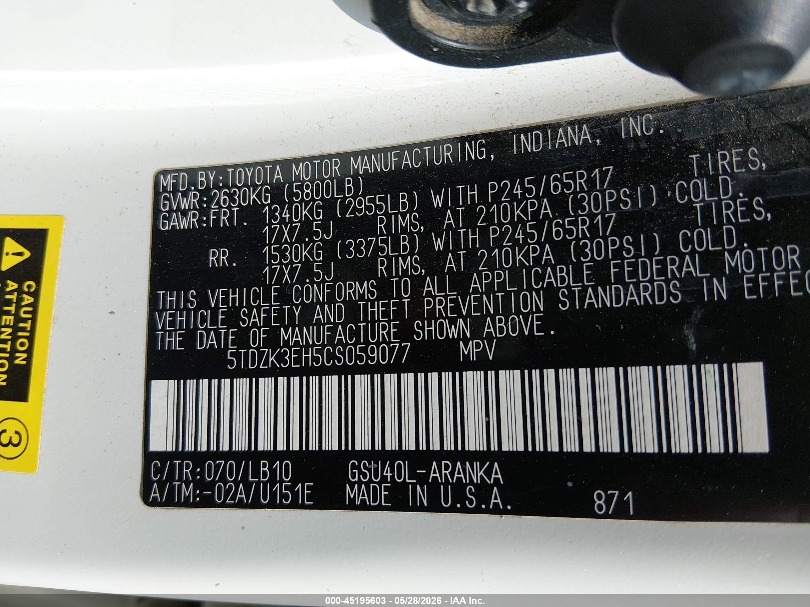 2012 Toyota Highlander Se V6 White vin: 5TDZK3EH5CS059077