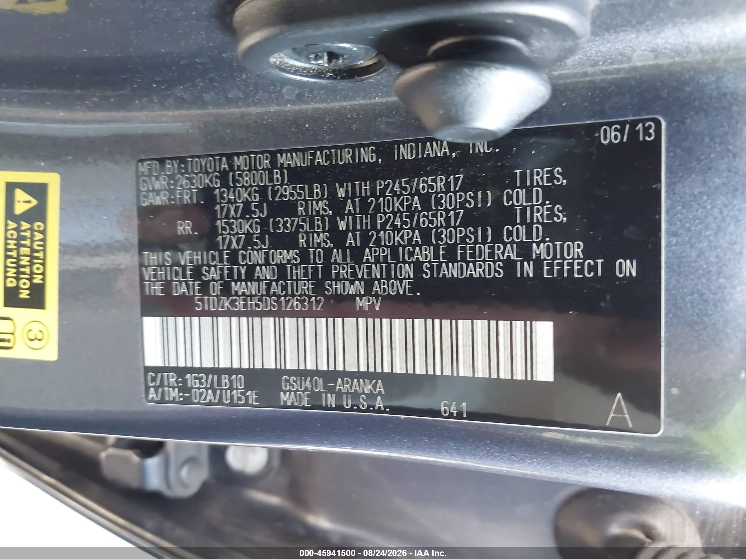 2013 Toyota Highlander Se V6 Серый vin: 5TDZK3EH5DS126312