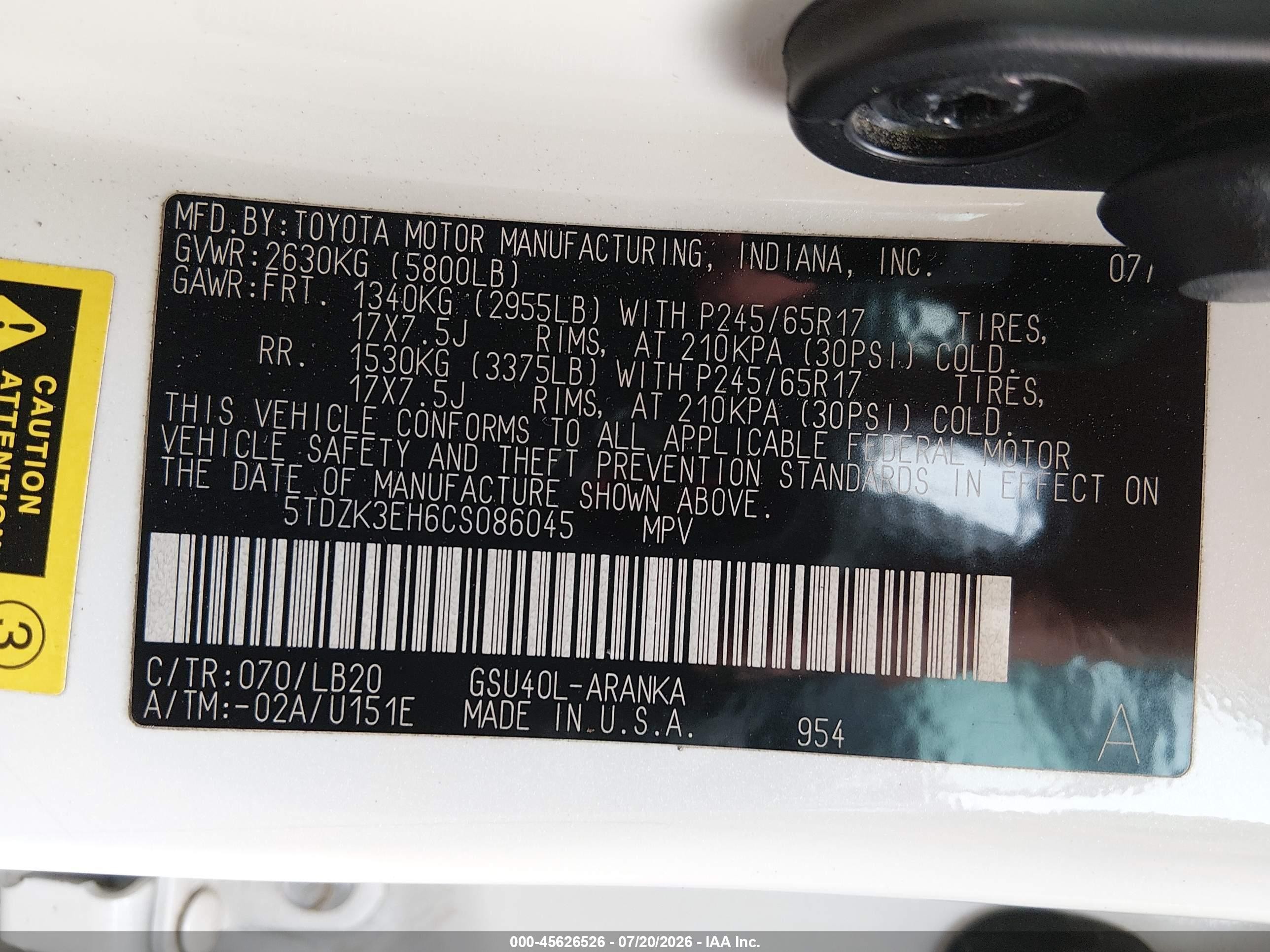 2012 Toyota Highlander Se V6 White vin: 5TDZK3EH6CS086045
