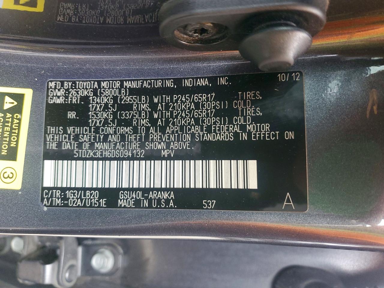 2013 Toyota Highlander Se Gray vin: 5TDZK3EH6DS094132