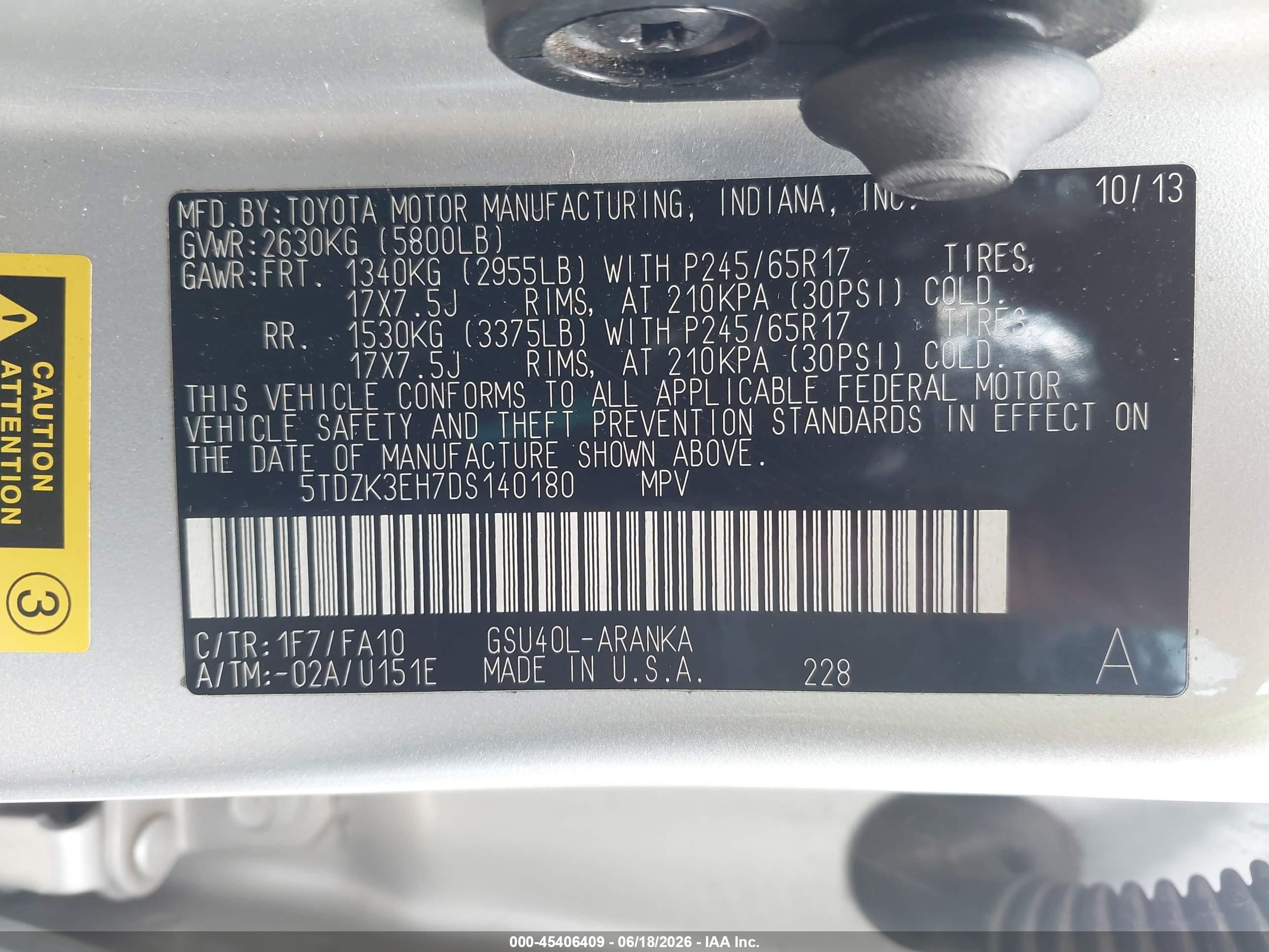 2013 Toyota Highlander Base Plus V6 Серебряный vin: 5TDZK3EH7DS140180