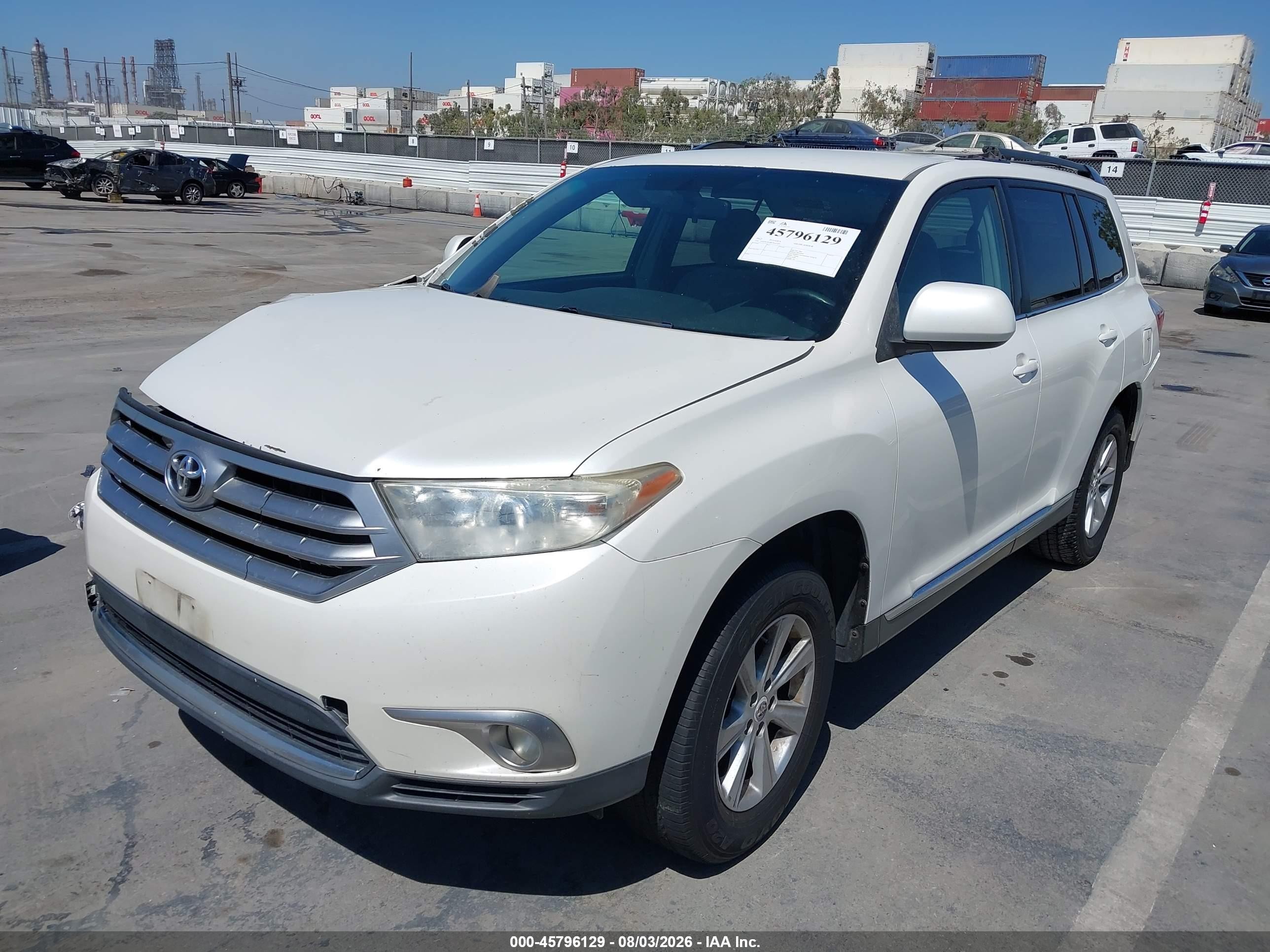2012 Toyota Highlander Base V6 White vin: 5TDZK3EH8CS055220