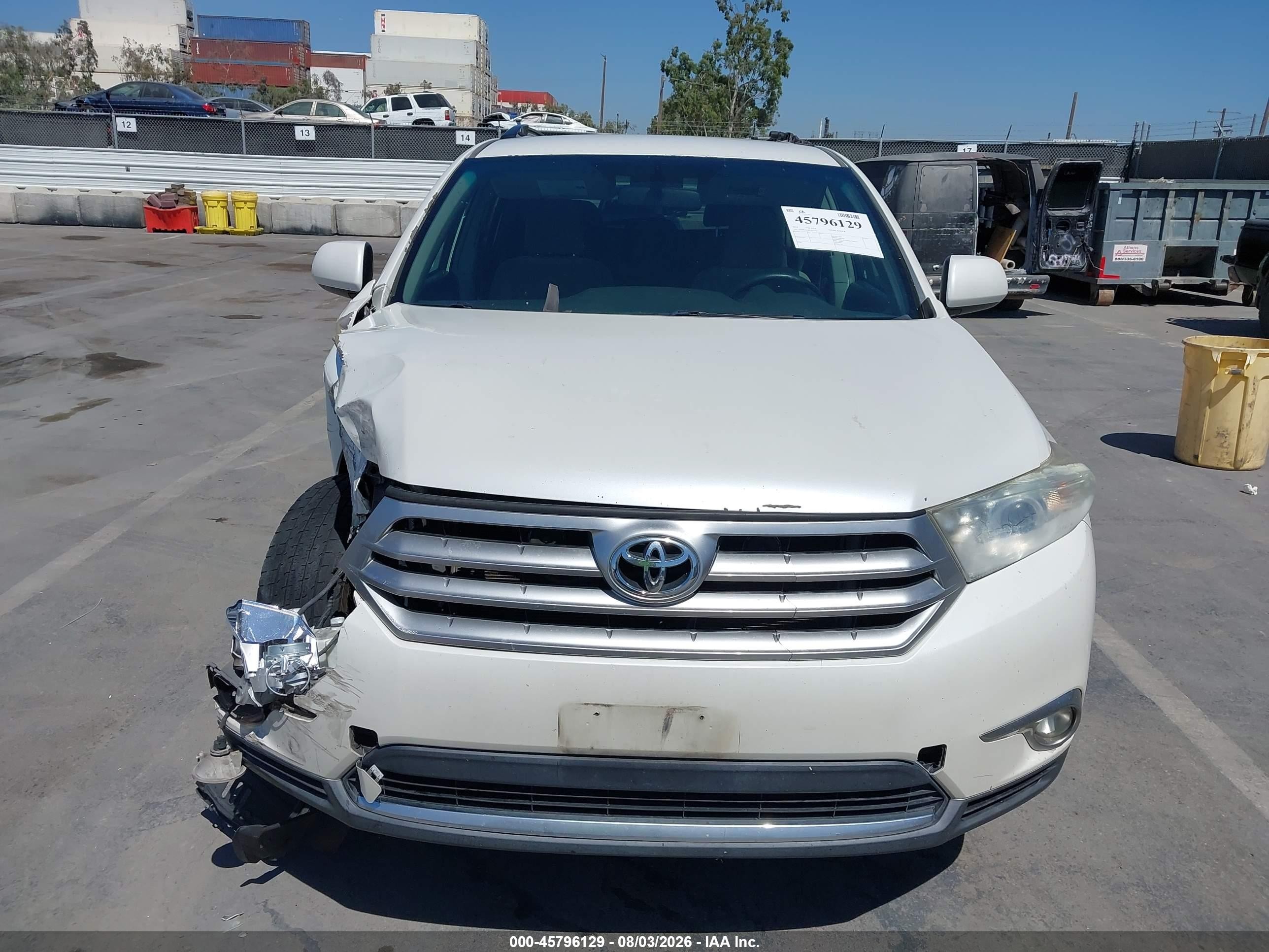 2012 Toyota Highlander Base V6 White vin: 5TDZK3EH8CS055220