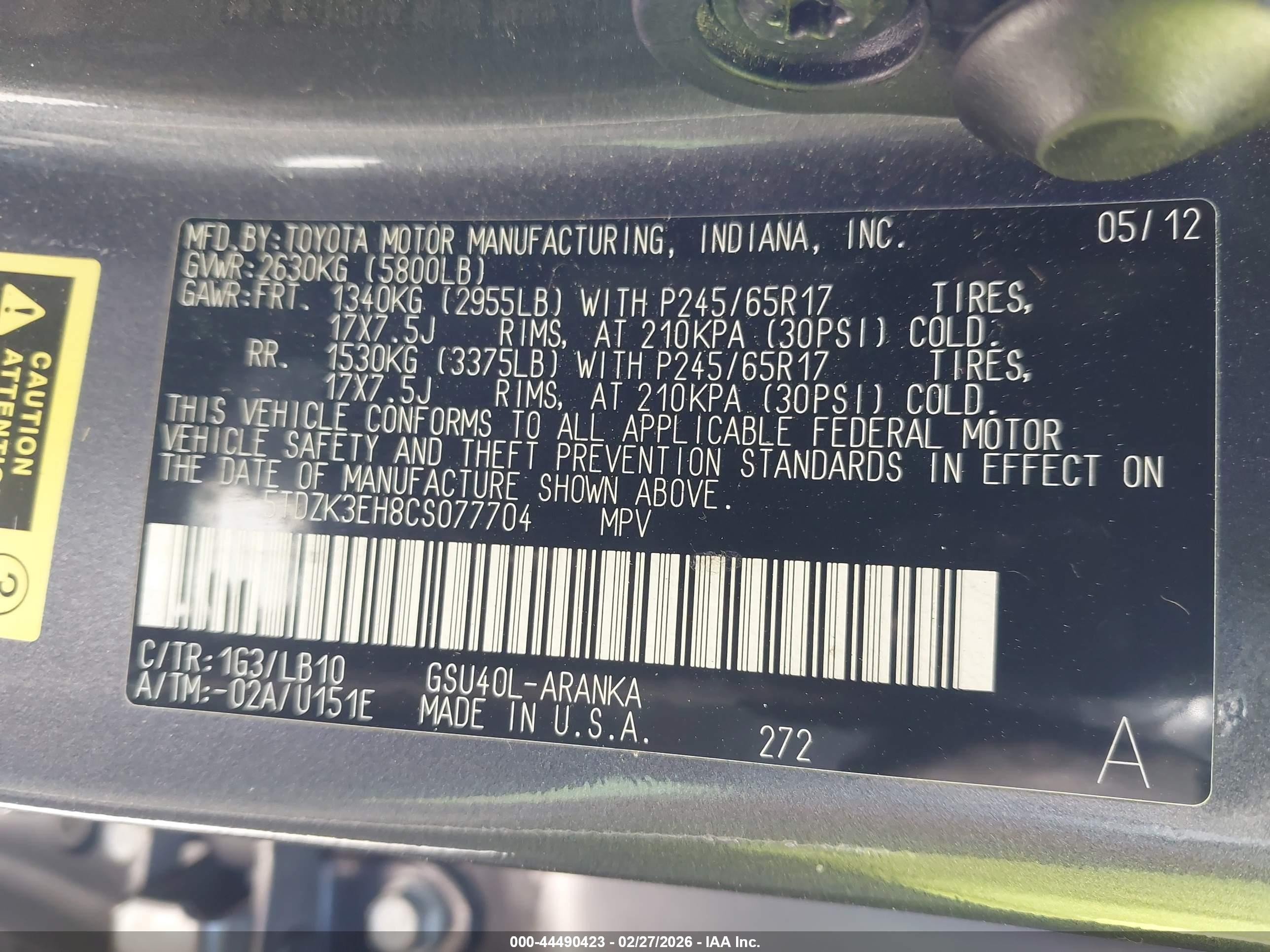 2012 Toyota Highlander Se Gray vin: 5TDZK3EH8CS077704