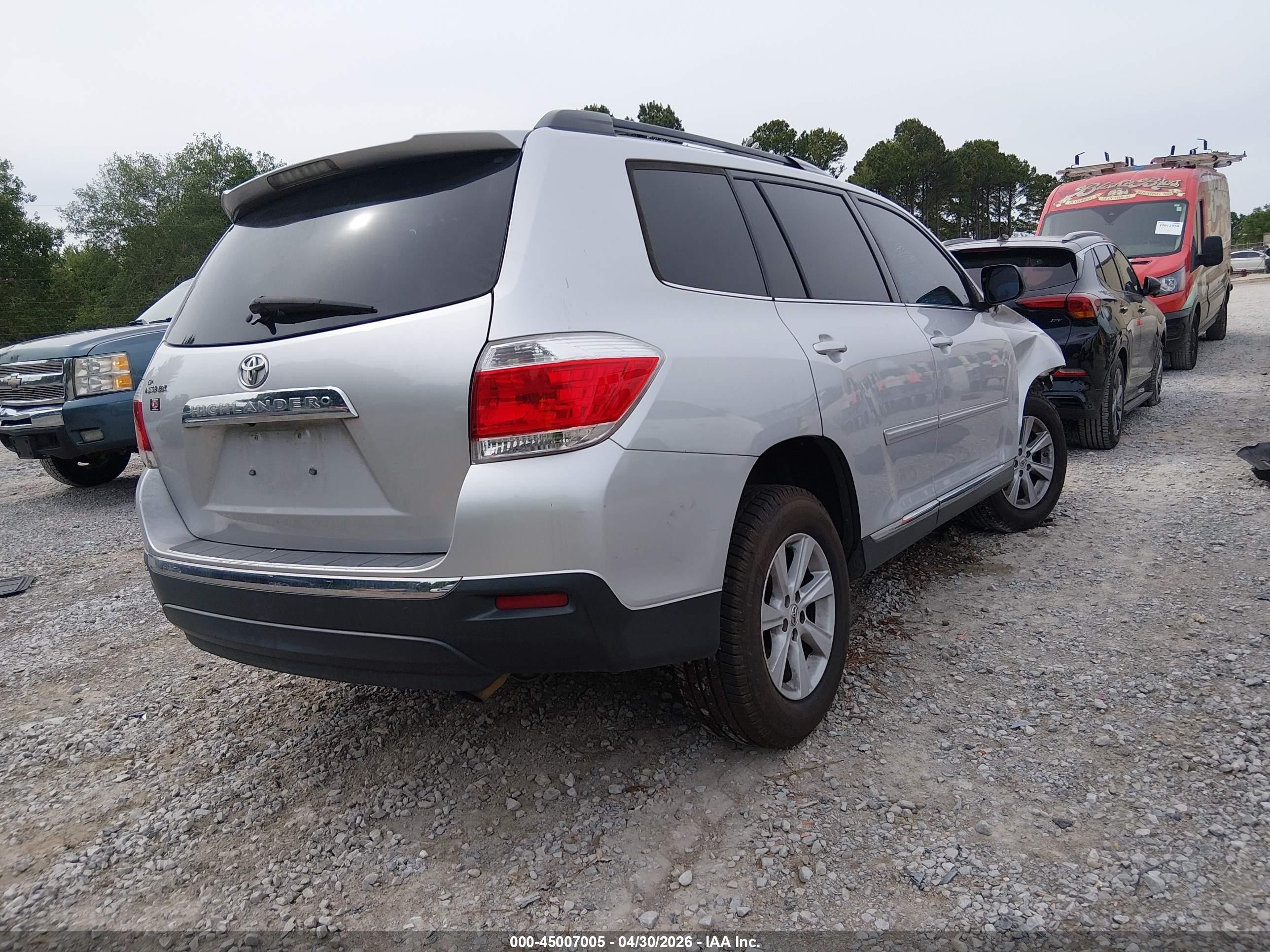 2013 Toyota Highlander Base Plus V6/base V6/se V6 Silver vin: 5TDZK3EH8DS091250