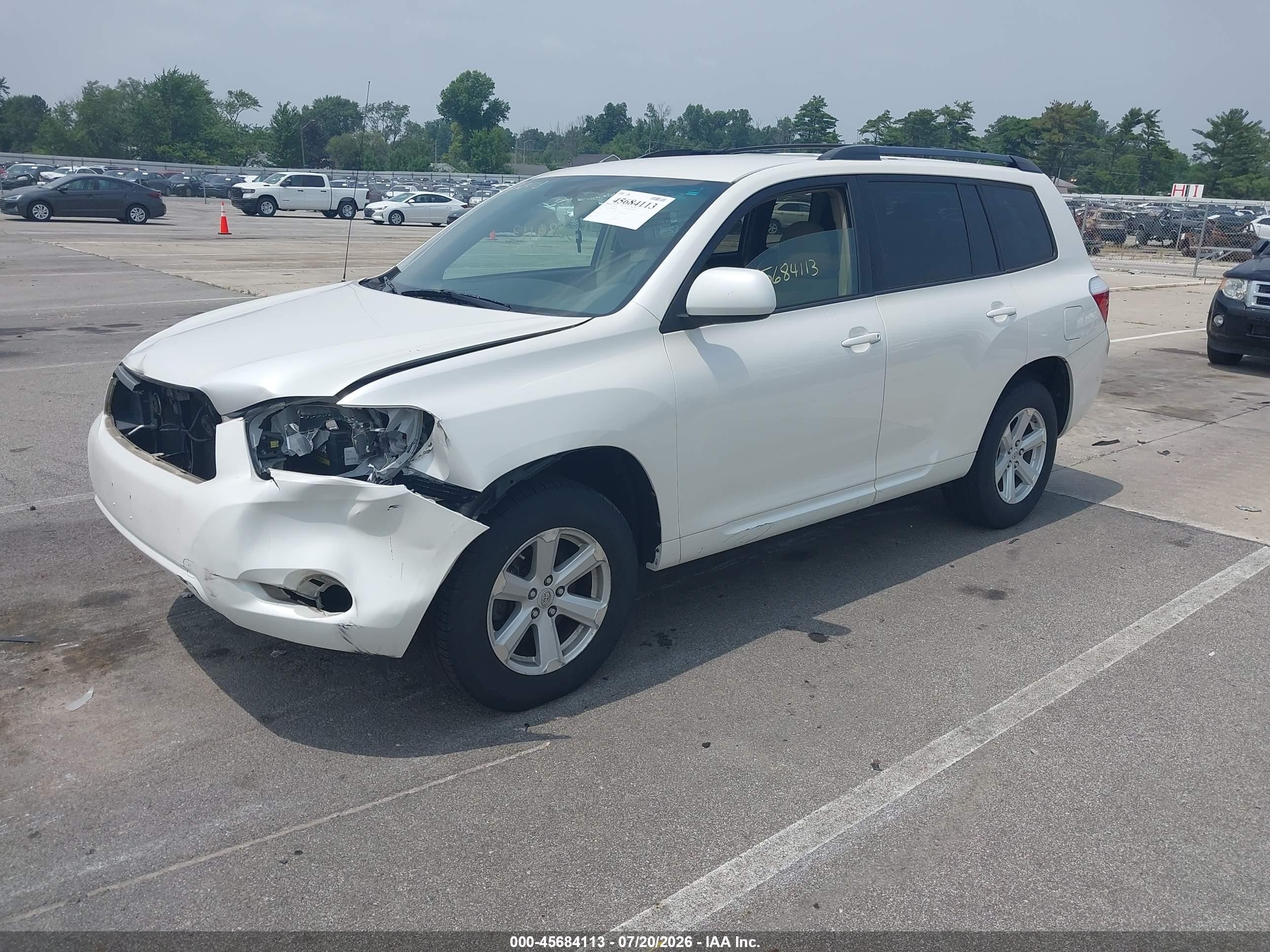 2010 Toyota Highlander Base V6 White vin: 5TDZK3EH9AS003091