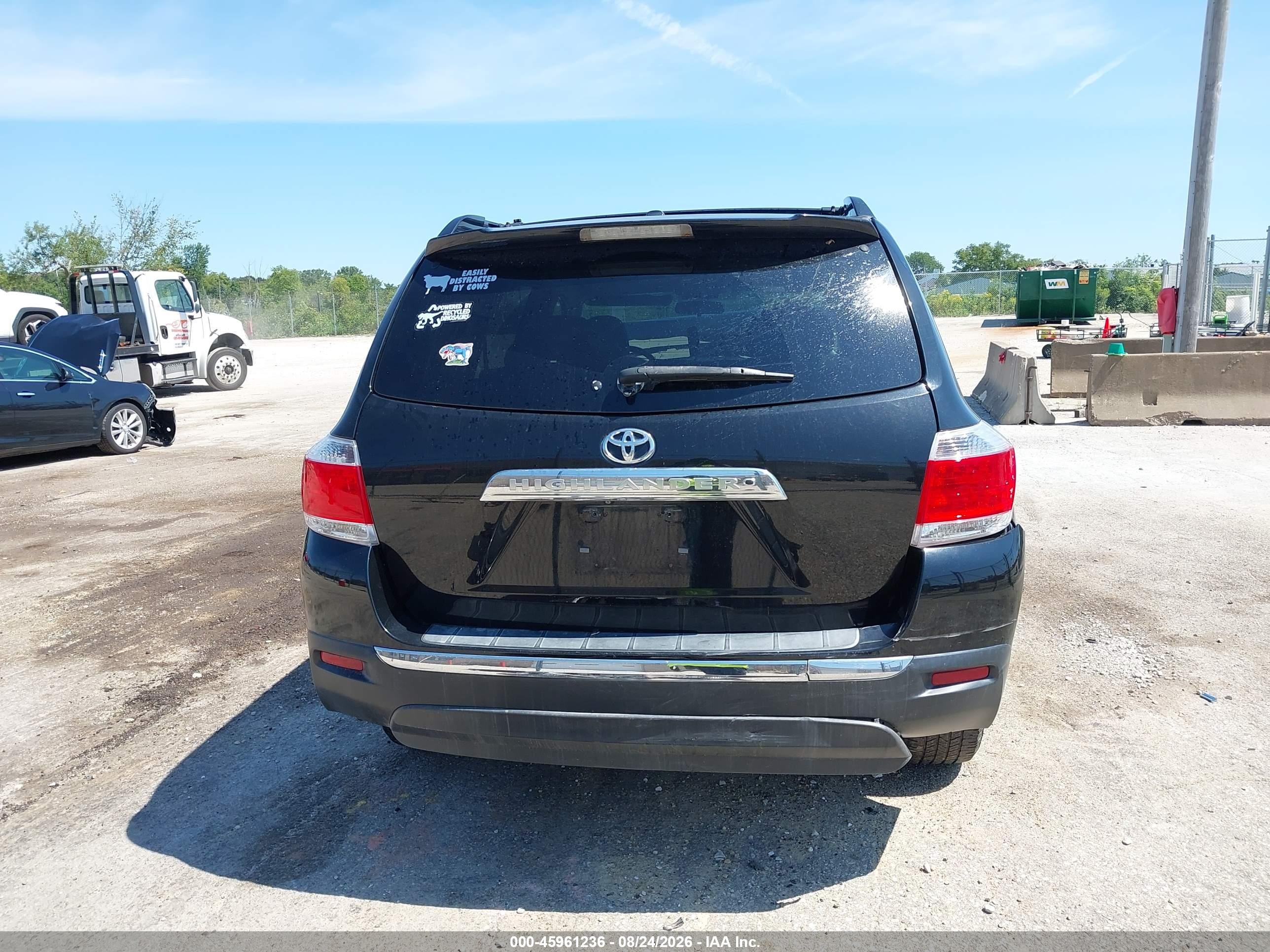 2012 Toyota Highlander Base V6 Black vin: 5TDZK3EH9CS082491