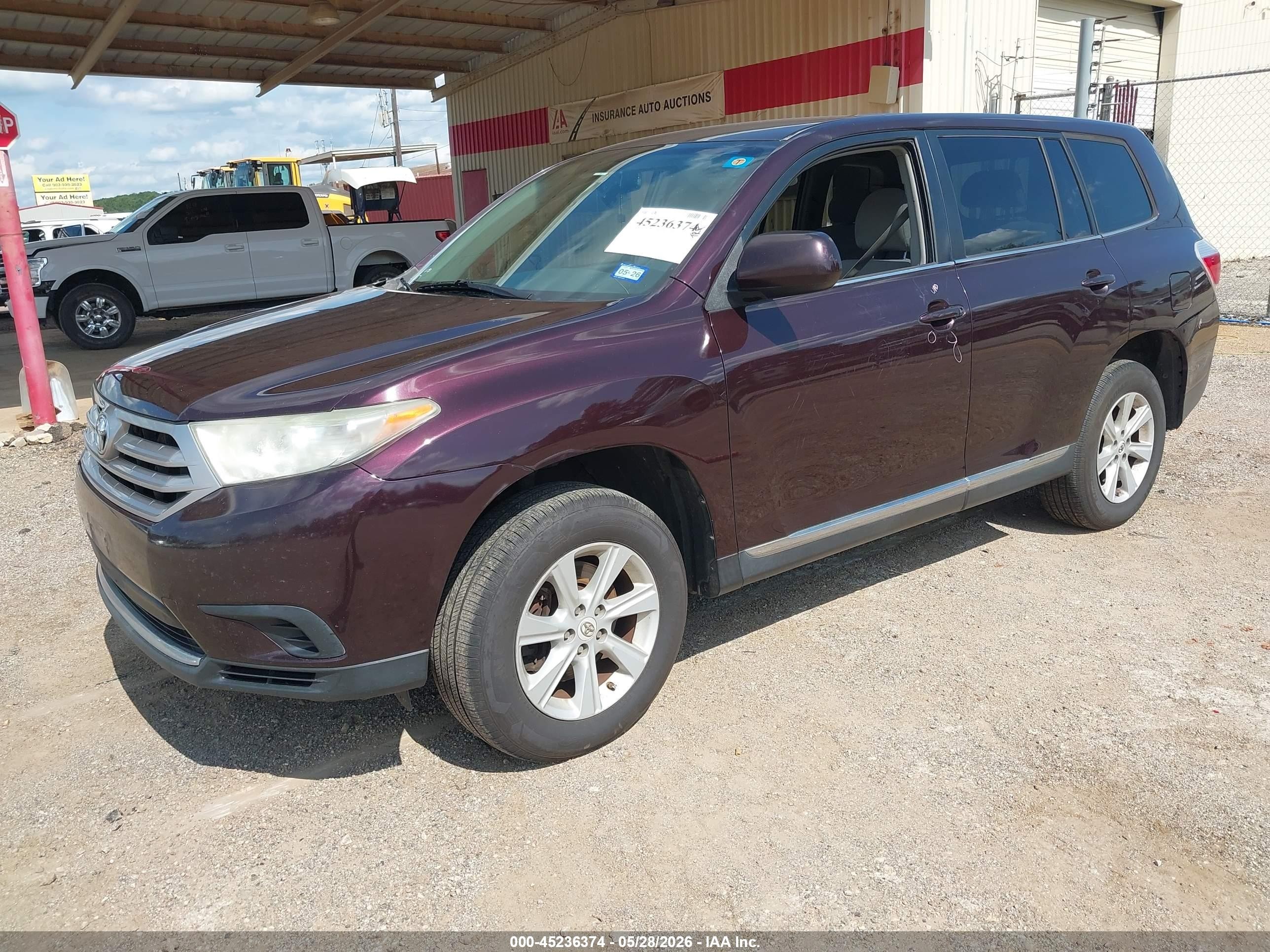 2013 Toyota Highlander Base V6 Purple vin: 5TDZK3EH9DS101509