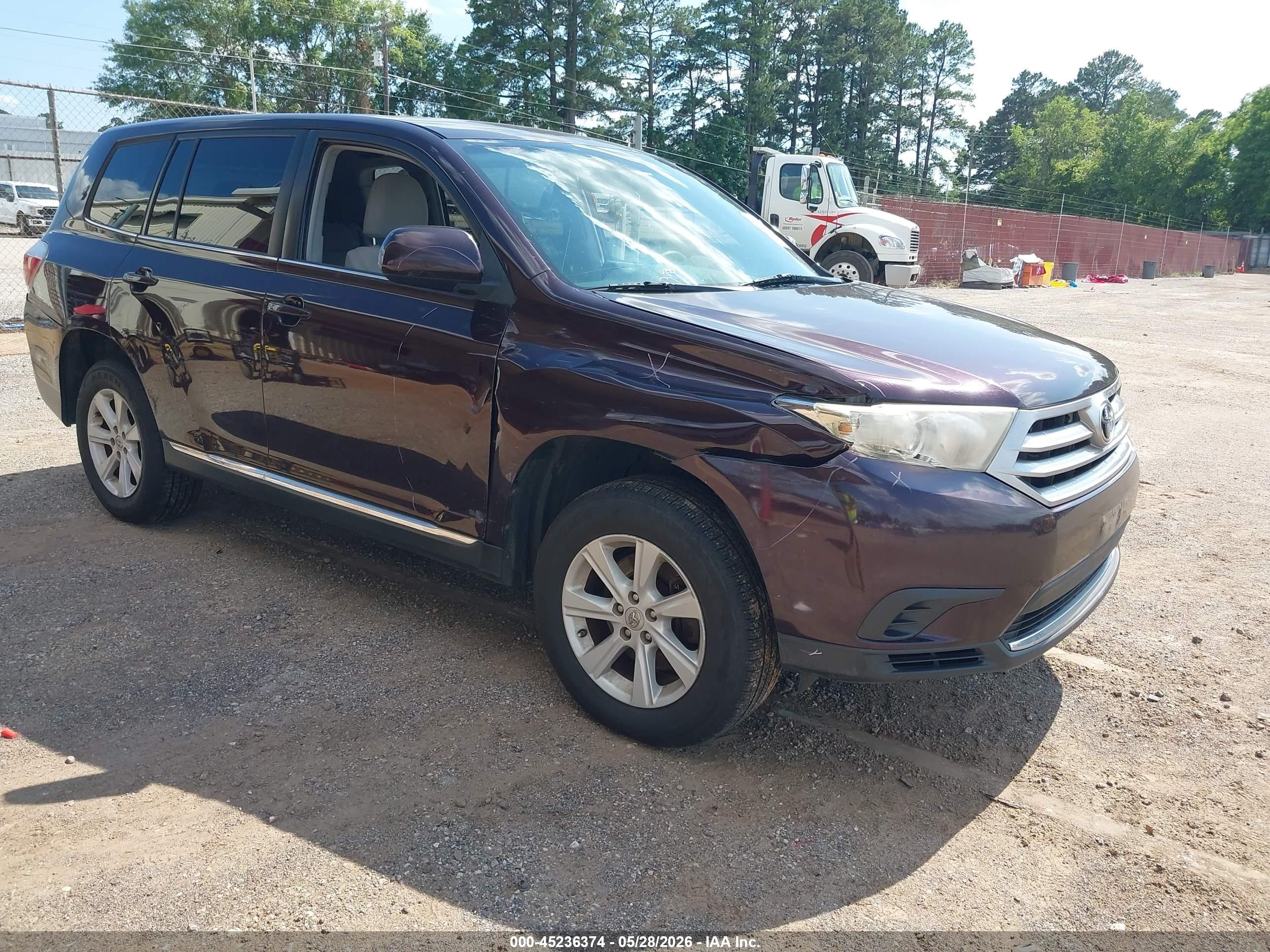 2013 Toyota Highlander Base V6 Purple vin: 5TDZK3EH9DS101509