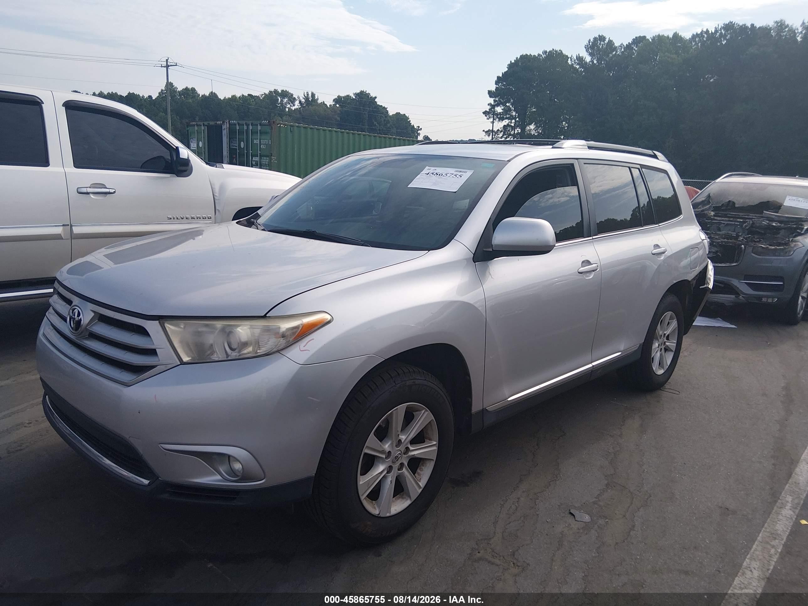 2012 Toyota Highlander Base V6 Серебряный vin: 5TDZK3EHXCS060211