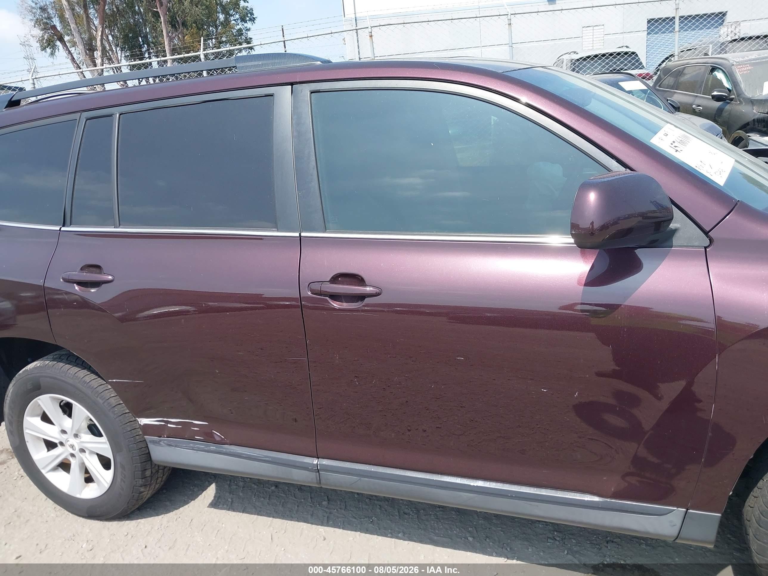 2012 Toyota Highlander Se V6 Purple vin: 5TDZK3EHXCS070169