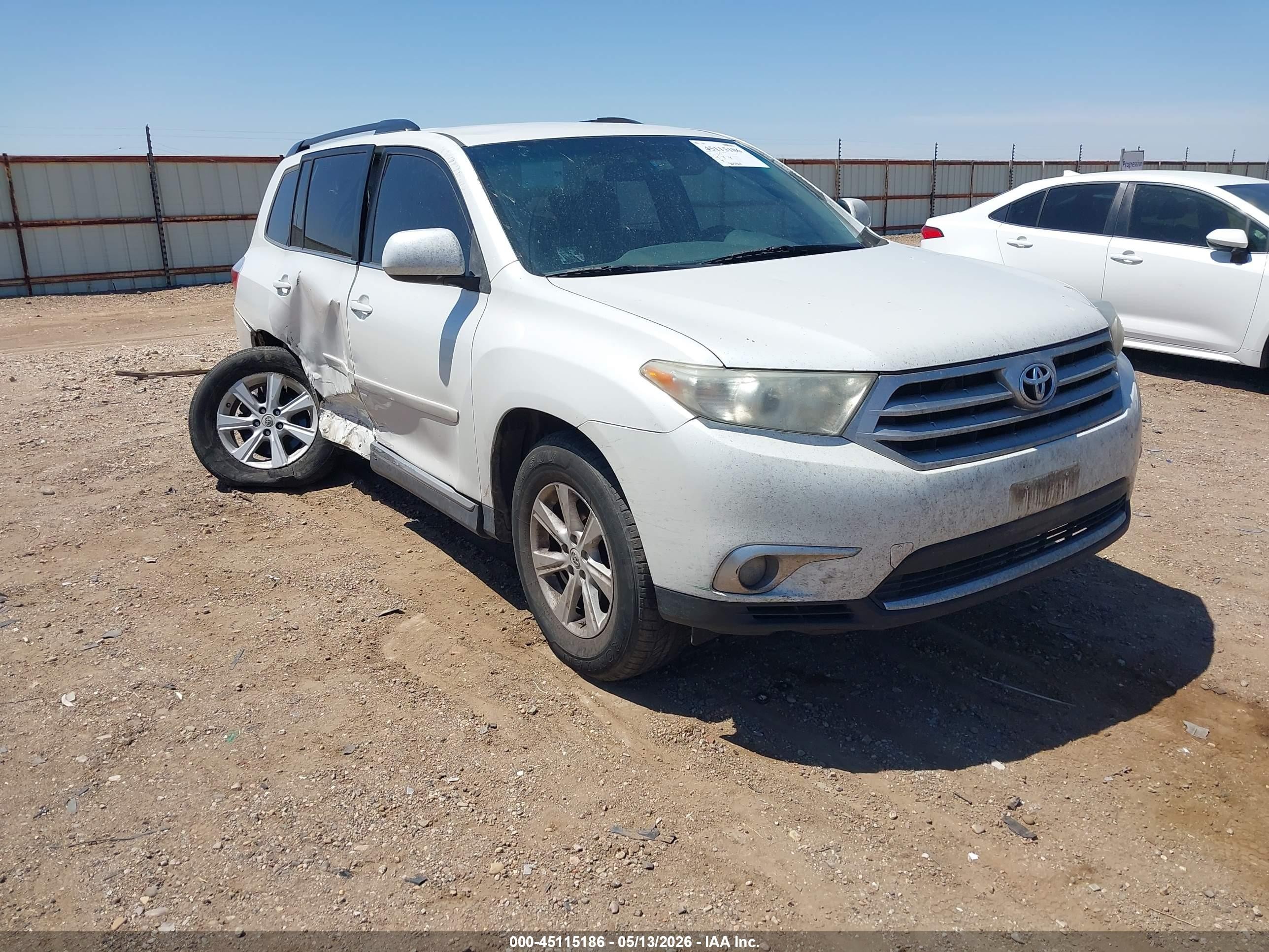 2012 Toyota Highlander Base V6 White vin: 5TDZK3EHXCS070477