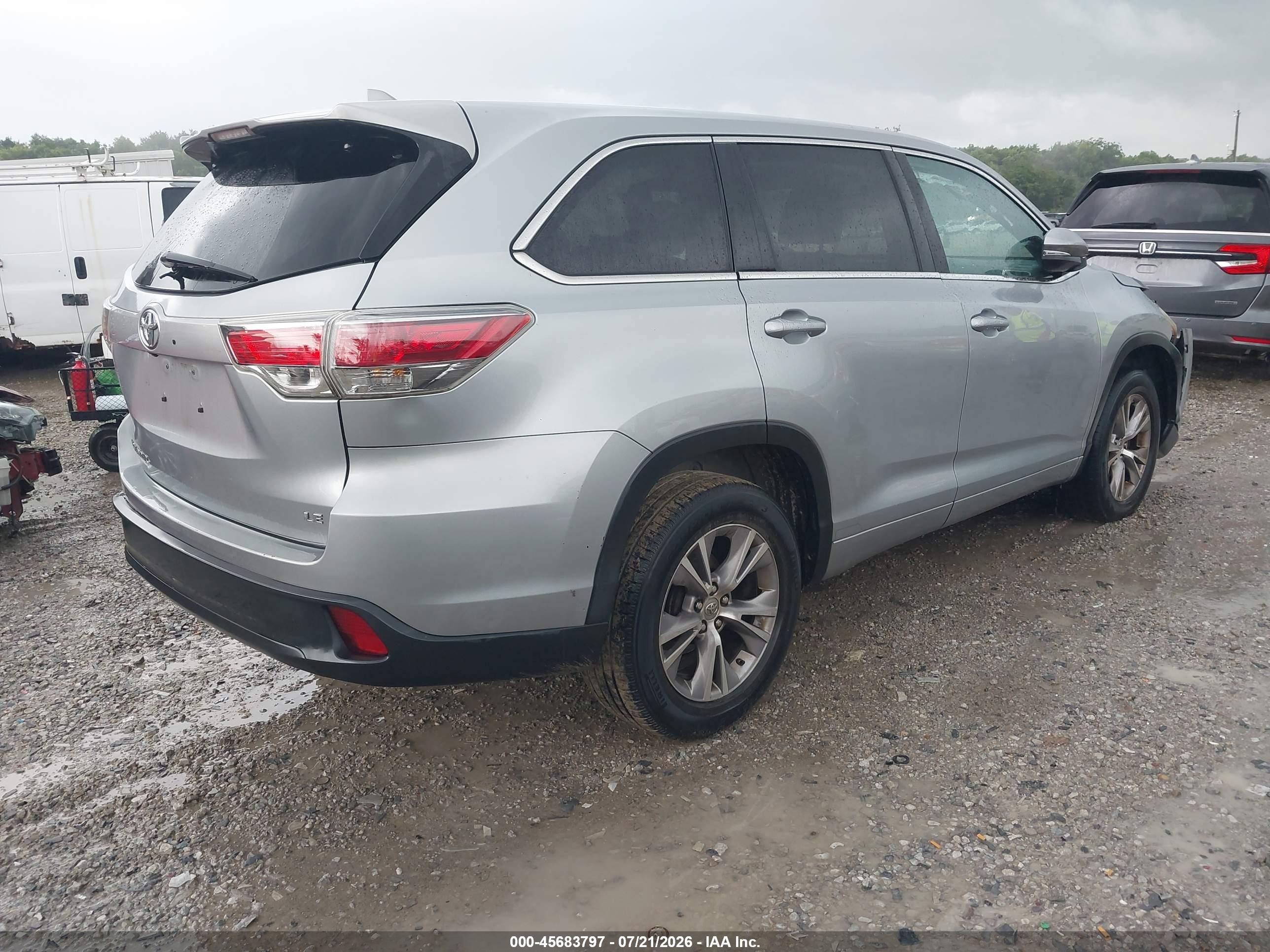 2015 Toyota Highlander Le Plus V6 Silver vin: 5TDZKRFH0FS091490