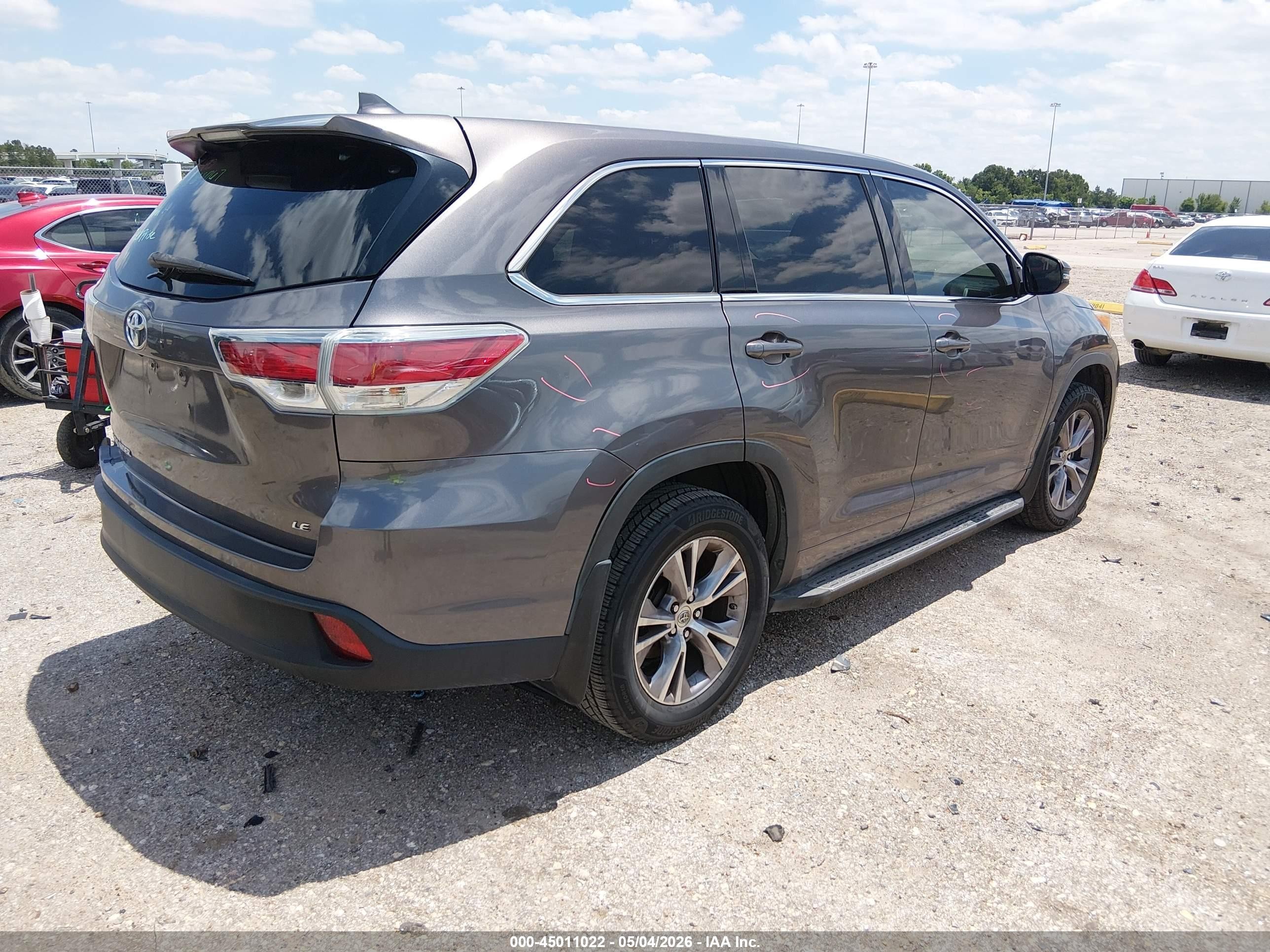 2014 Toyota Highlander Le Plus V6 Gray vin: 5TDZKRFH5ES030361