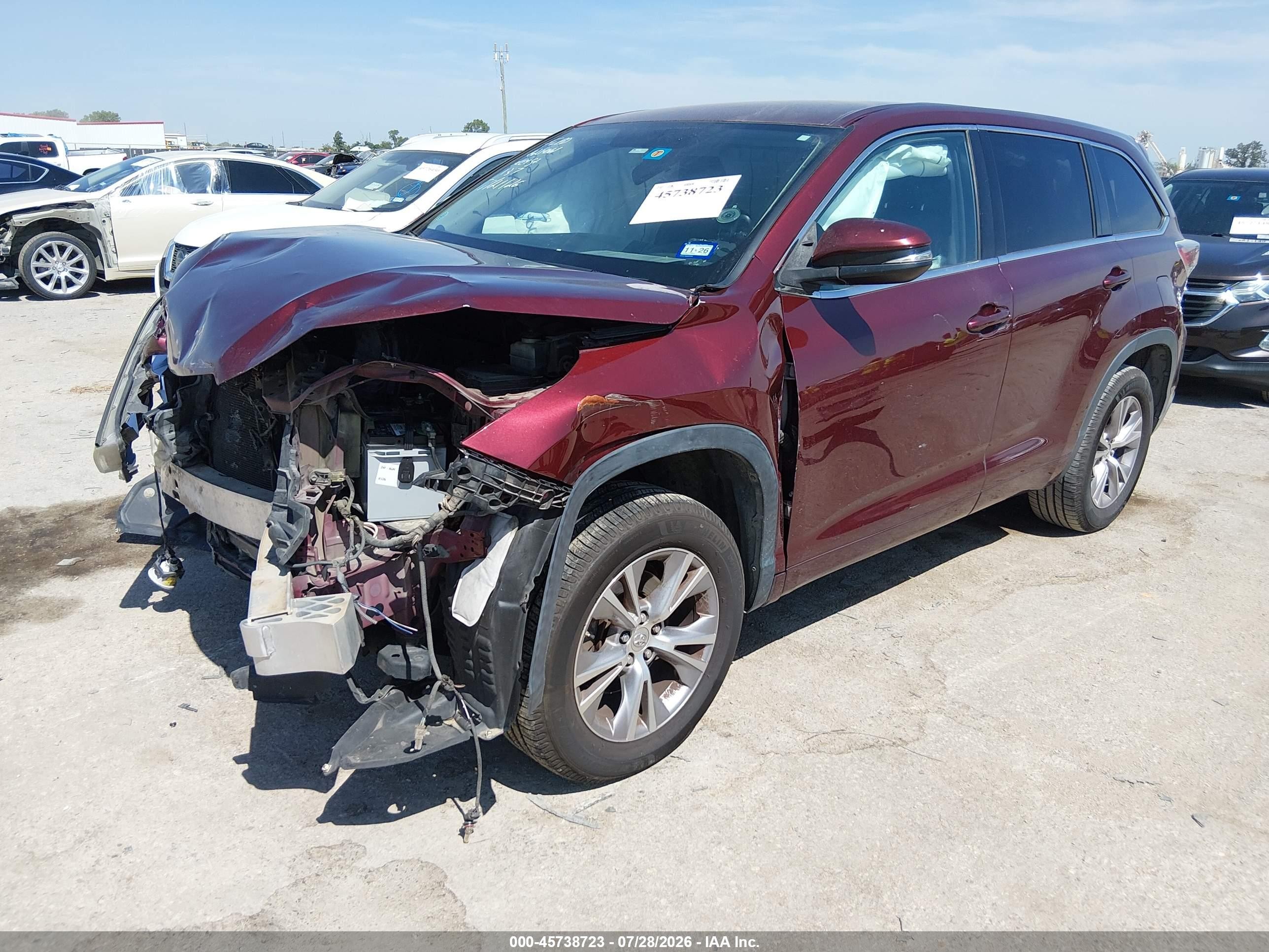 2014 Toyota Highlander Le Plus V6 Red vin: 5TDZKRFH5ES032188