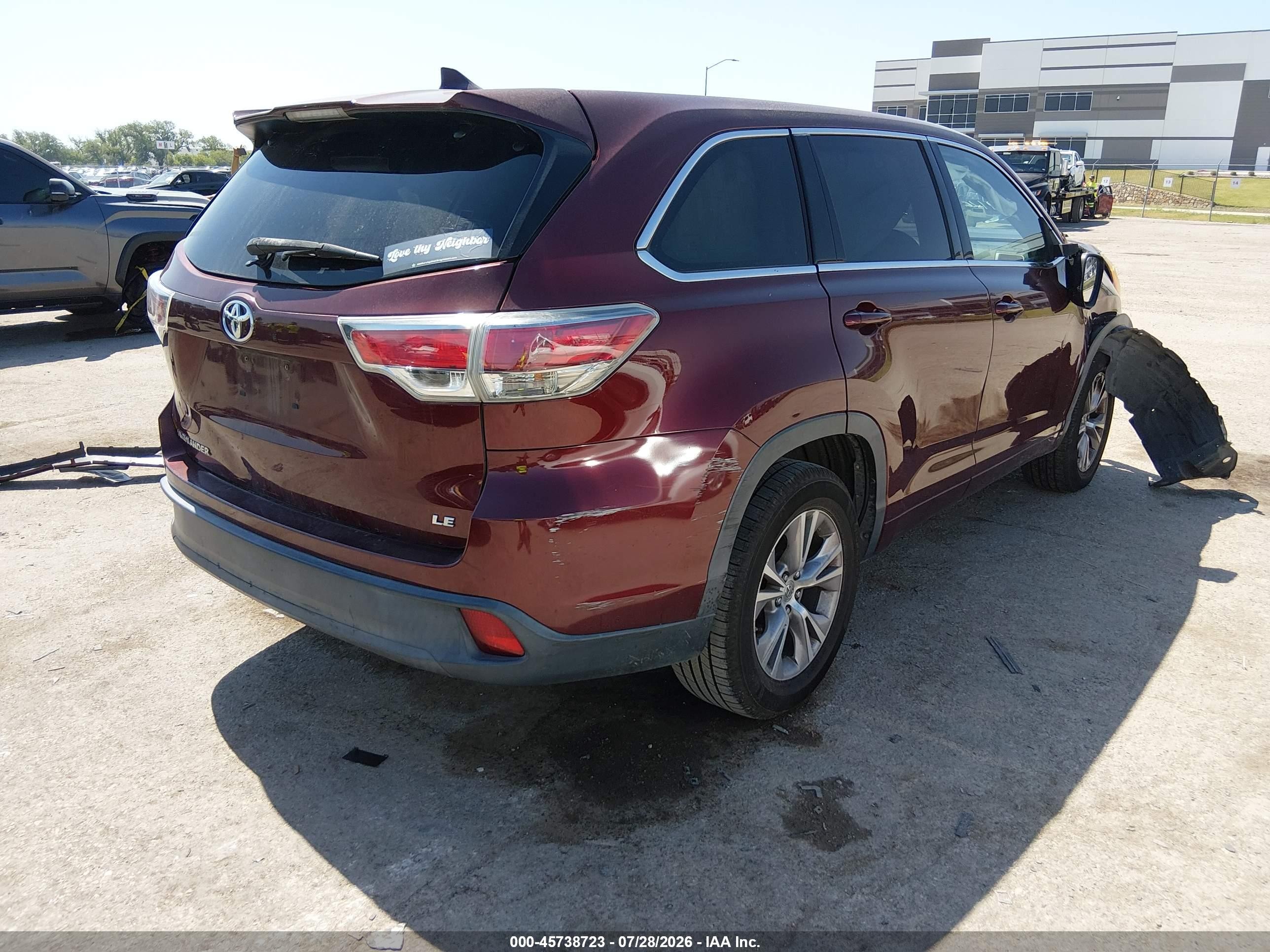 2014 Toyota Highlander Le Plus V6 Red vin: 5TDZKRFH5ES032188