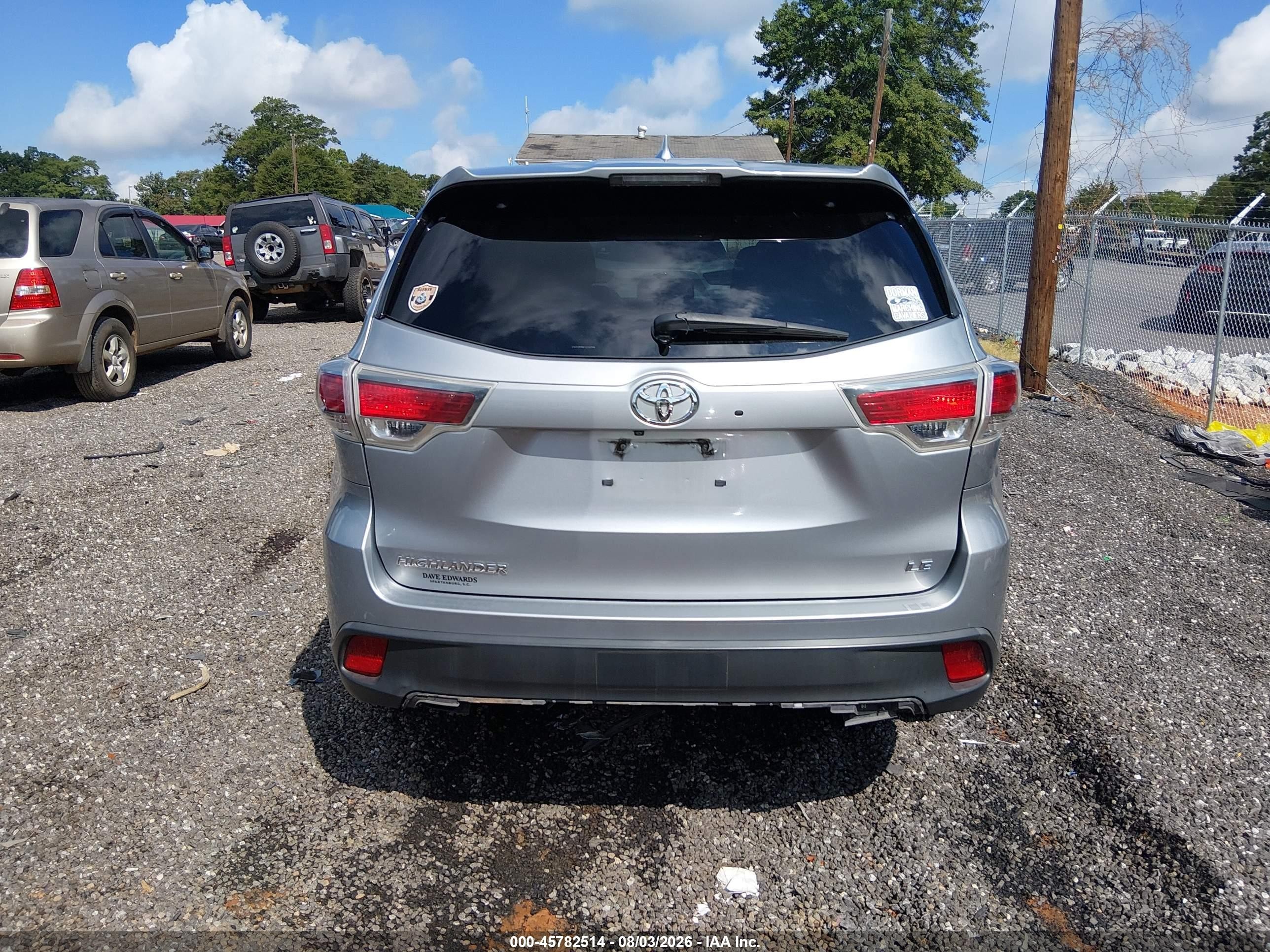 2015 Toyota Highlander Le Plus V6 Silver vin: 5TDZKRFH6FS115260