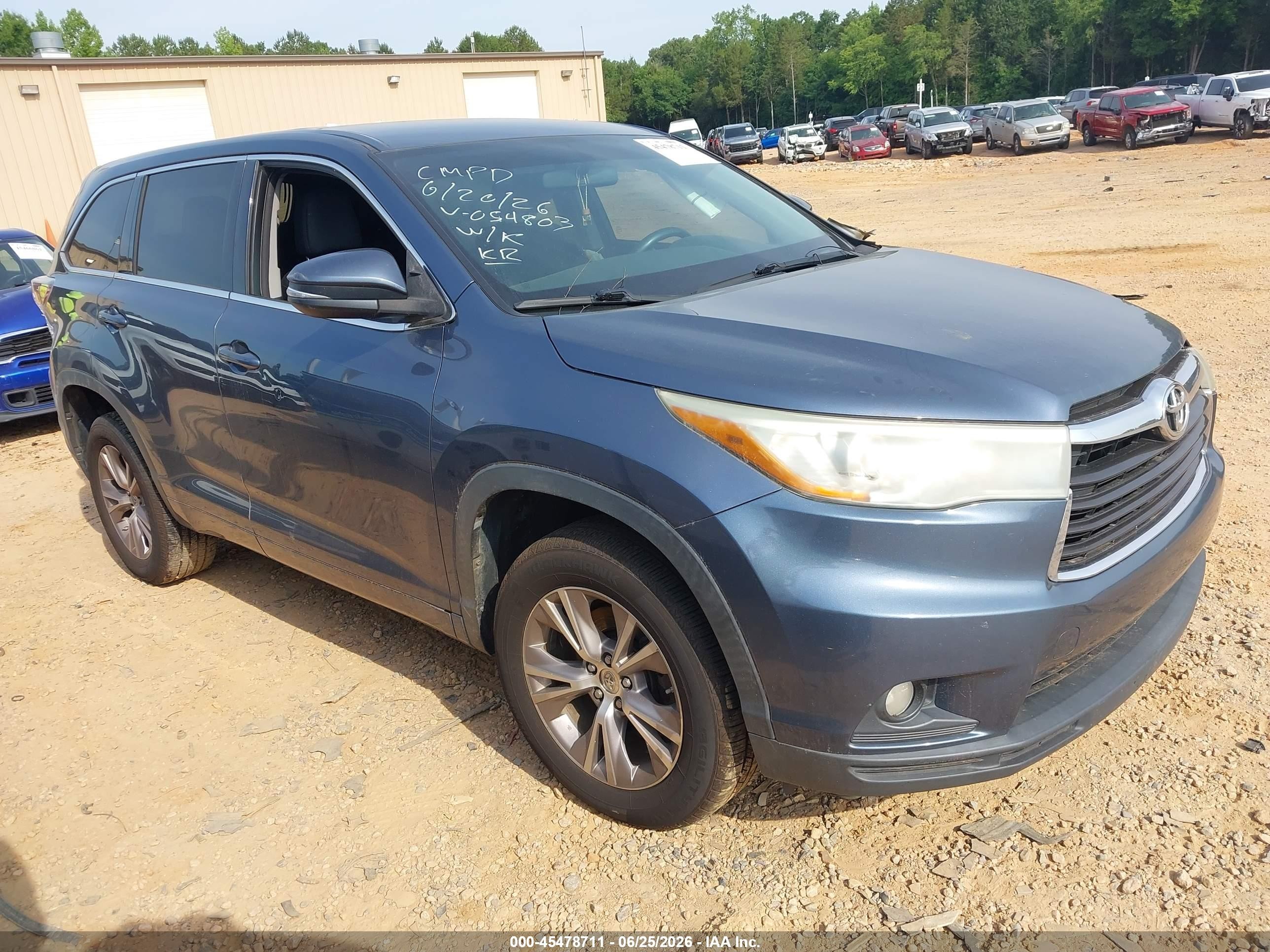 2015 Toyota Highlander Le Plus V6 Light Blue vin: 5TDZKRFH8FS054803
