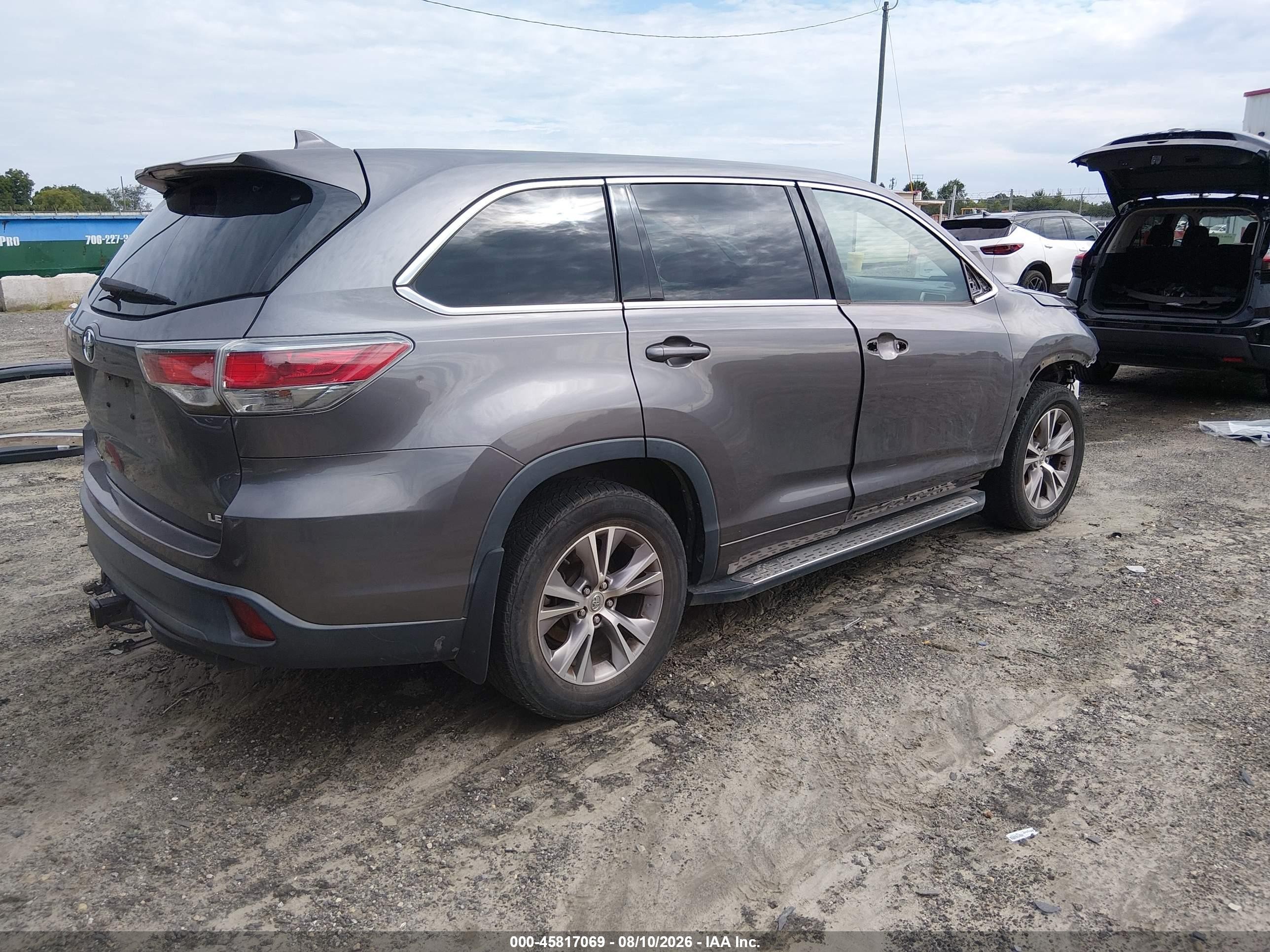 2015 Toyota Highlander Le Plus V6 Gray vin: 5TDZKRFH8FS063002