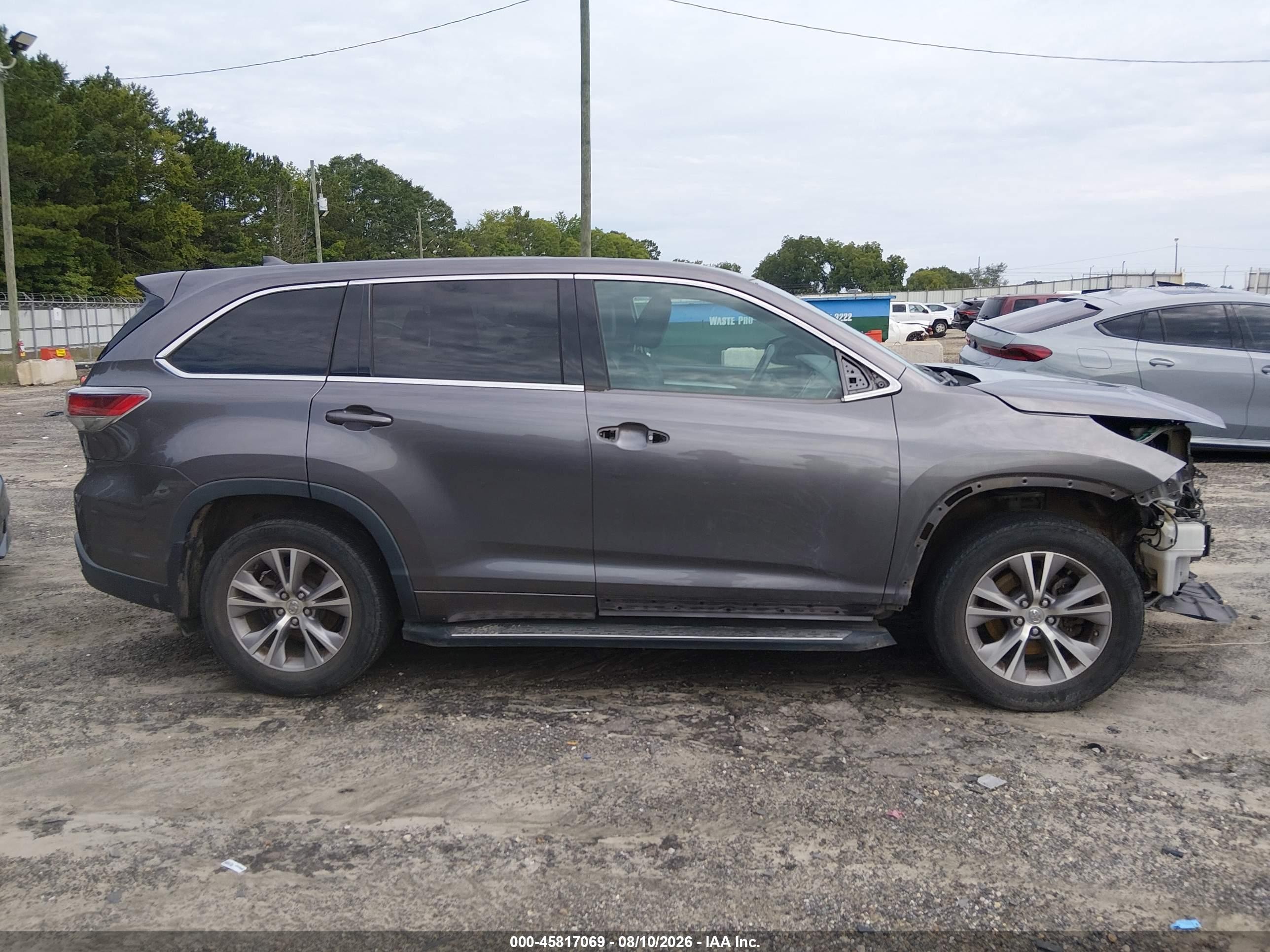 2015 Toyota Highlander Le Plus V6 Gray vin: 5TDZKRFH8FS063002