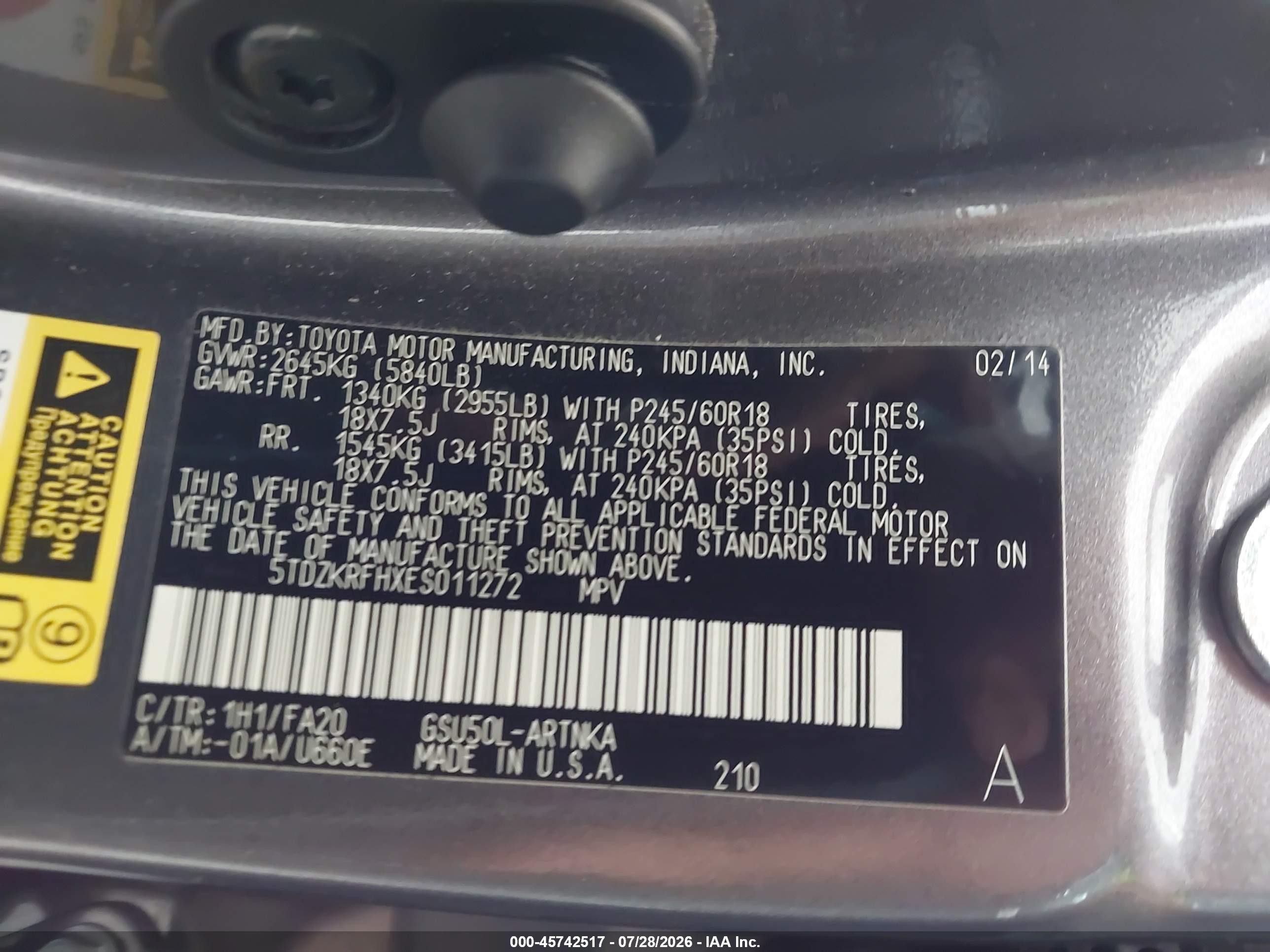 2014 Toyota Highlander Le/le Plus Серый vin: 5TDZKRFHXES011272