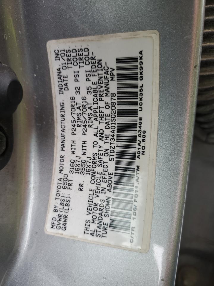 2001 Toyota Sequoia Sr5 Серый vin: 5TDZT34A01S020878