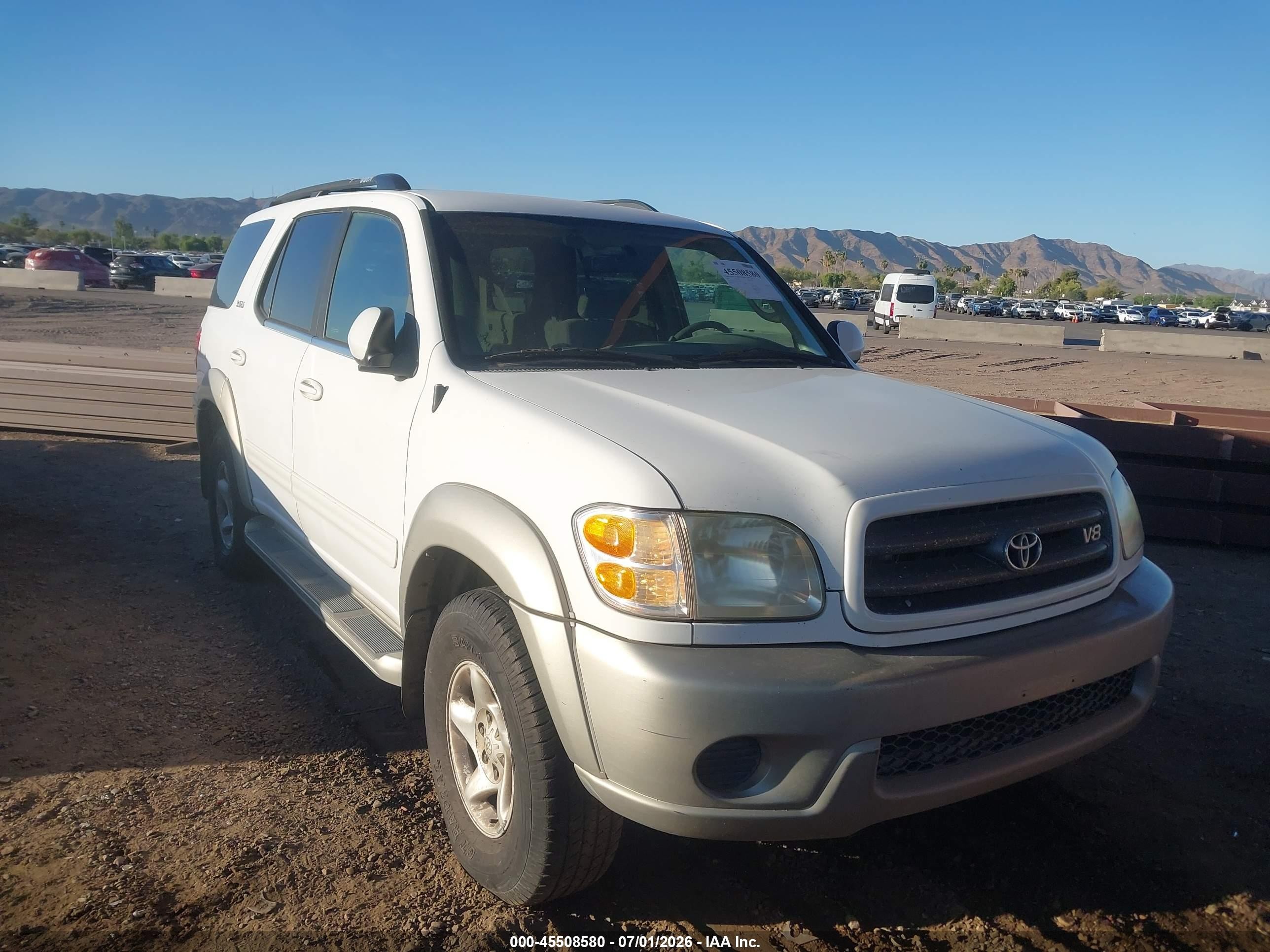 2001 Toyota Sequoia Sr5 V8 White vin: 5TDZT34A01S052830