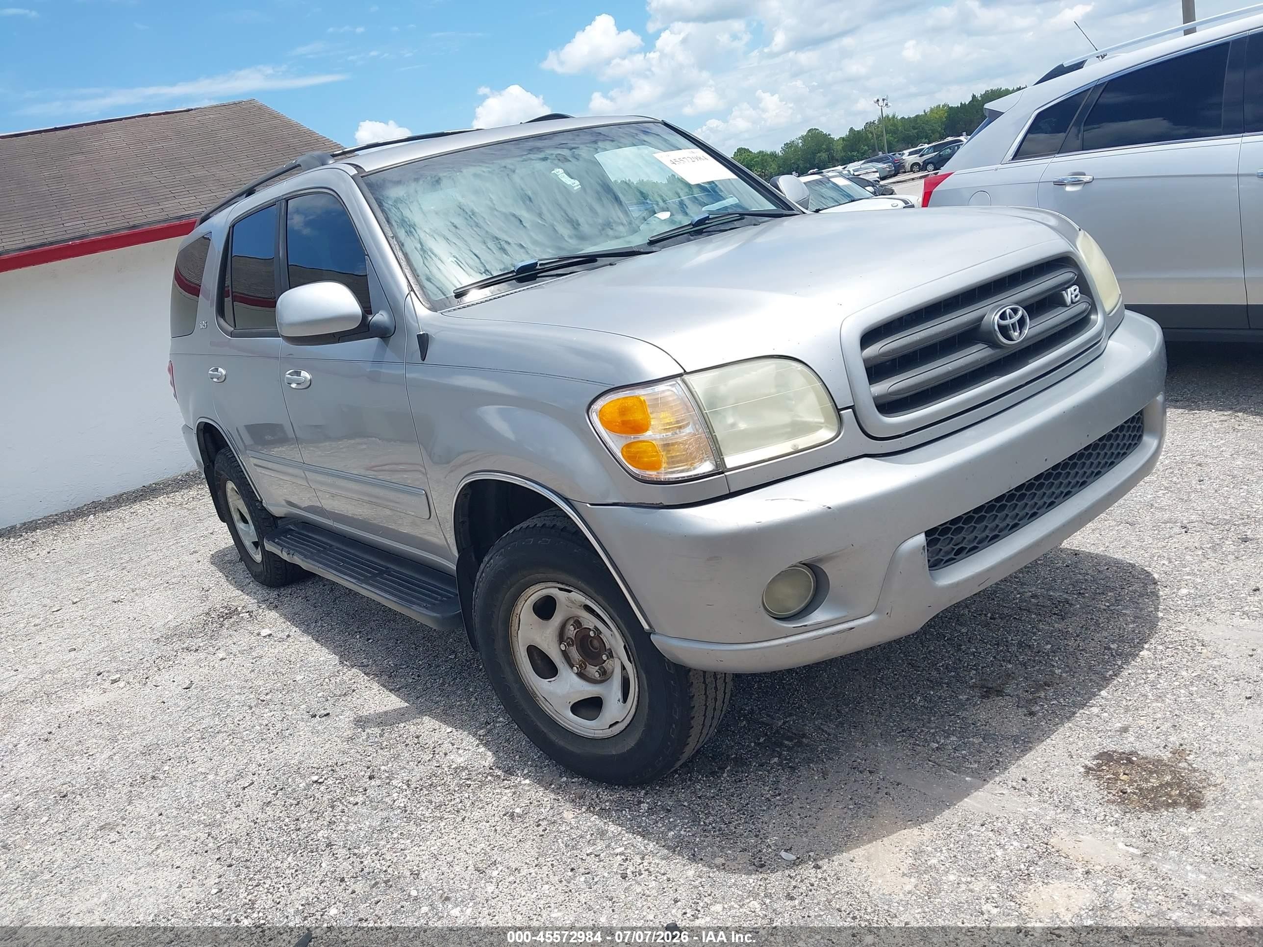 2002 Toyota Sequoia Sr5 V8 Silver vin: 5TDZT34A02S075803