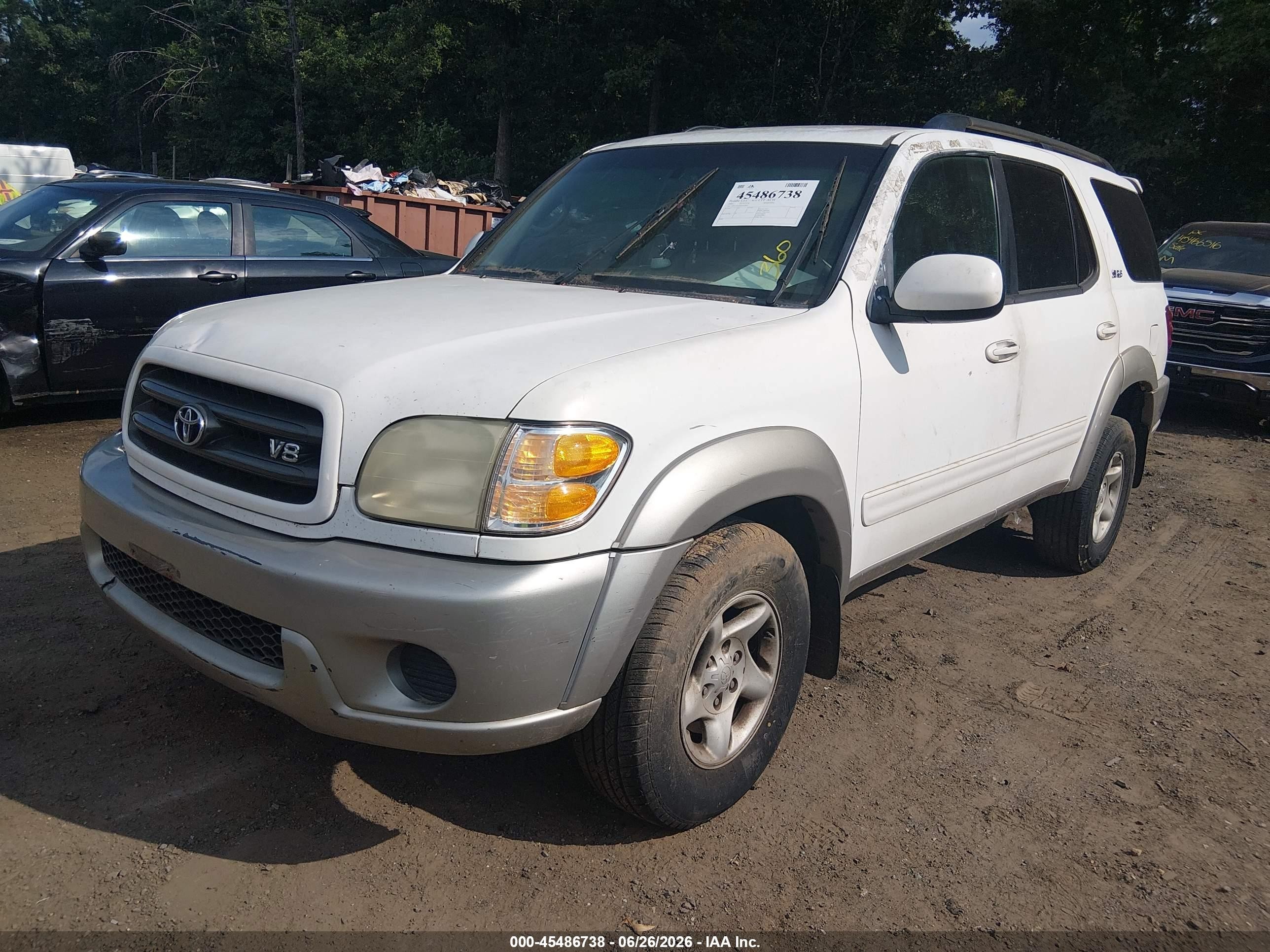 2002 Toyota Sequoia Sr5 V8 White vin: 5TDZT34A02S128841