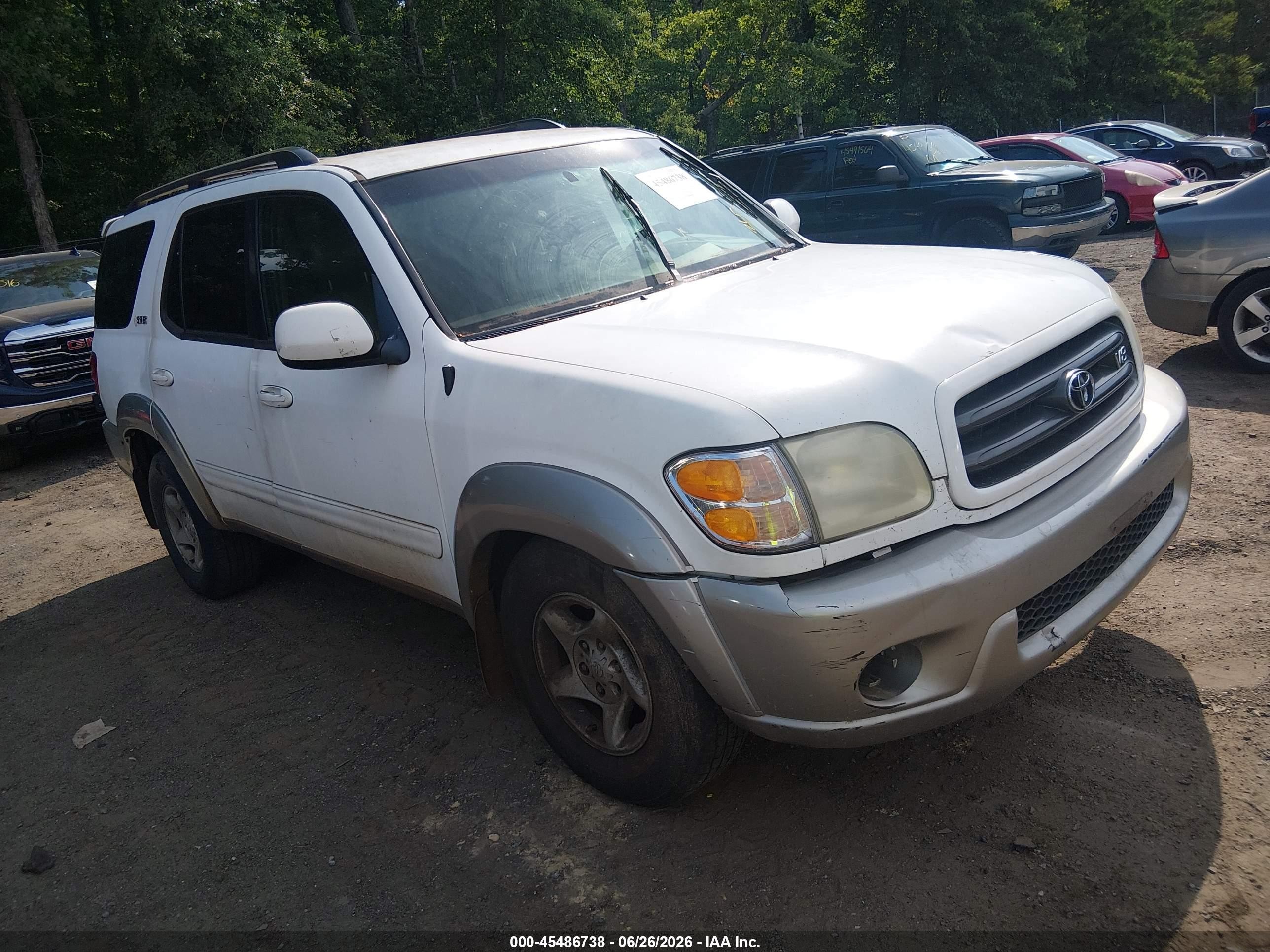 2002 Toyota Sequoia Sr5 V8 White vin: 5TDZT34A02S128841