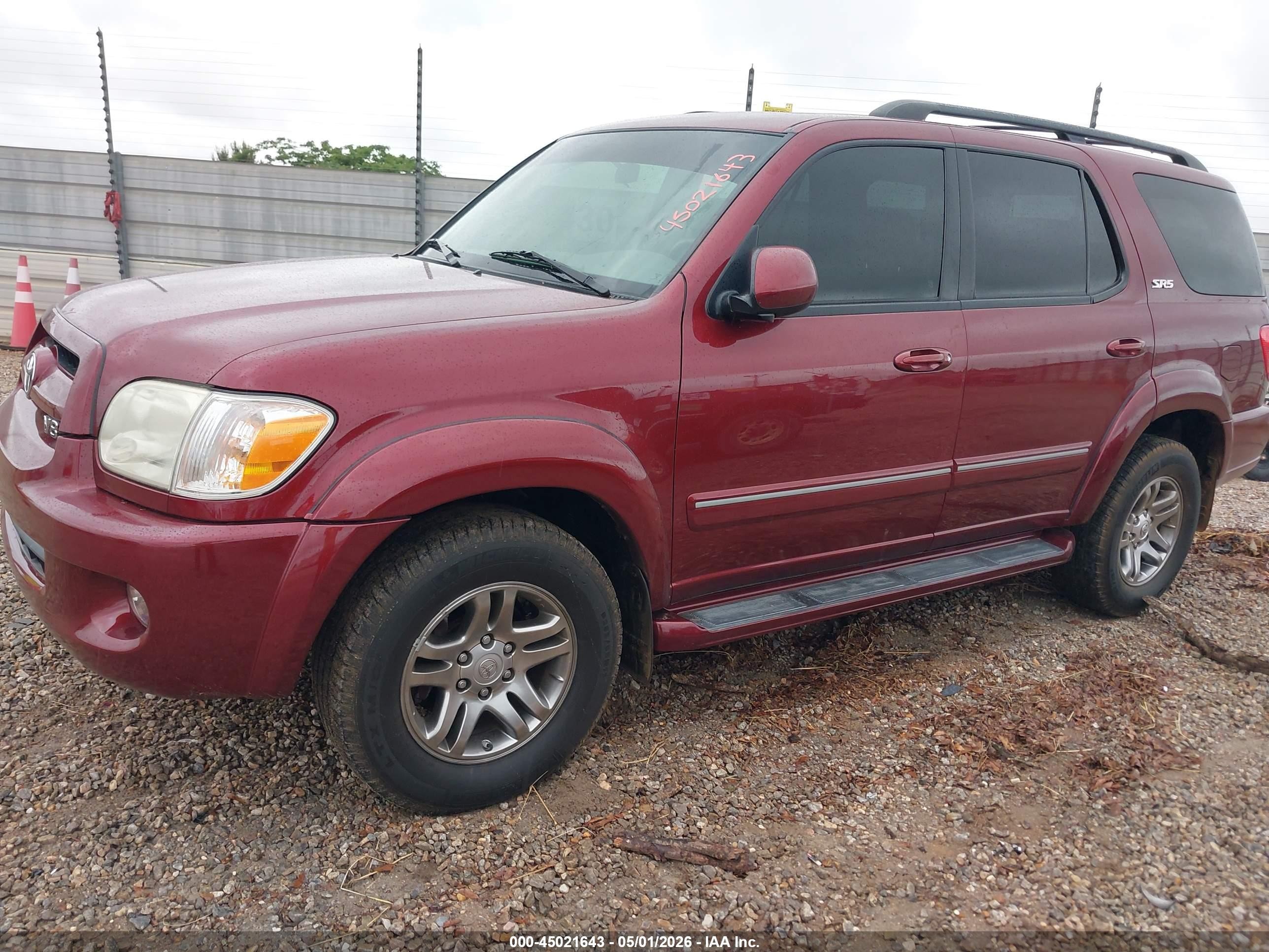 2007 Toyota Sequoia Sr5 V8 Maroon vin: 5TDZT34A07S288029