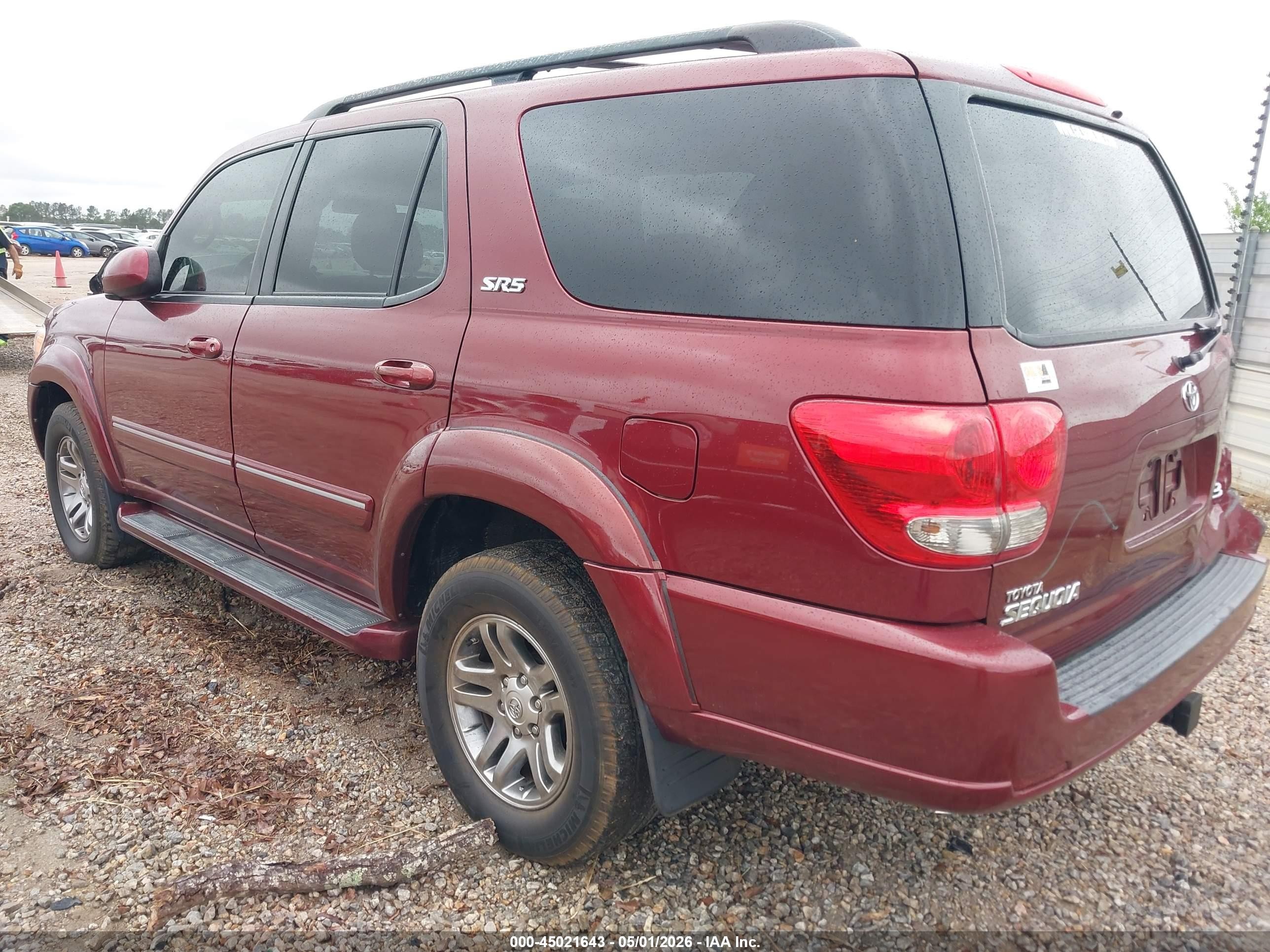 2007 Toyota Sequoia Sr5 V8 Maroon vin: 5TDZT34A07S288029