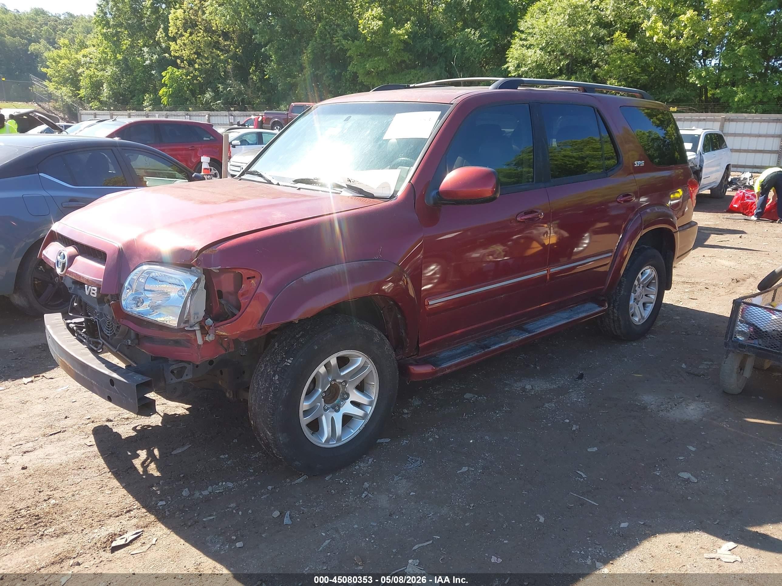2007 Toyota Sequoia Sr5 V8 Темно-бордовый vin: 5TDZT34A07S289388