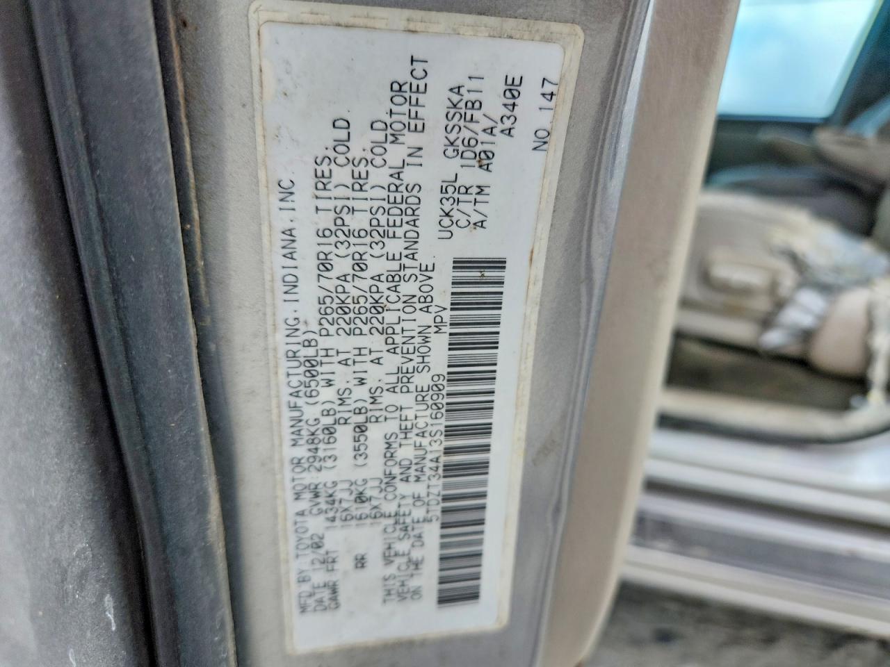 2003 Toyota Sequoia Sr5 Silver vin: 5TDZT34A13S160909