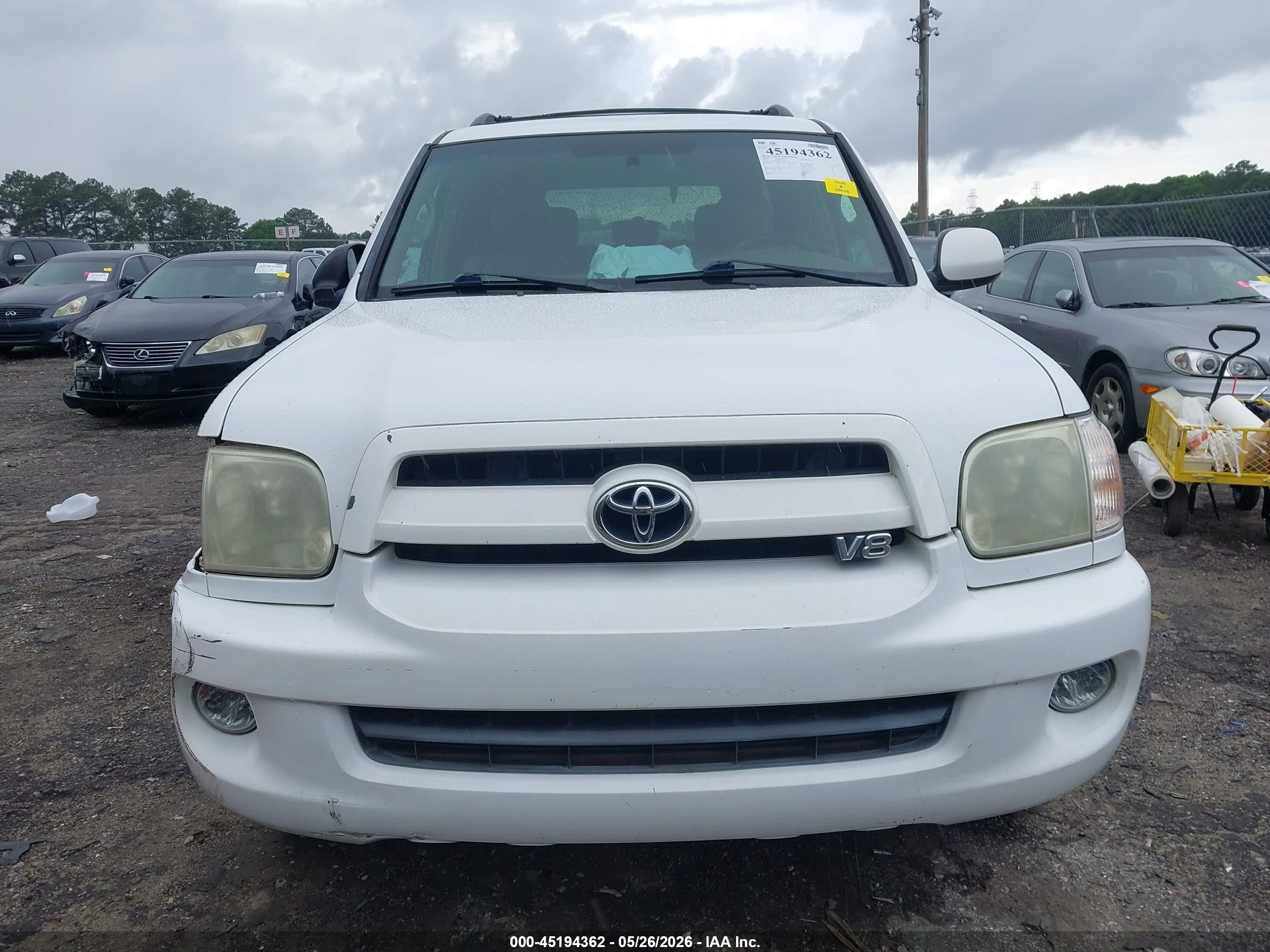 2007 Toyota Sequoia Sr5 V8 White vin: 5TDZT34A17S296950