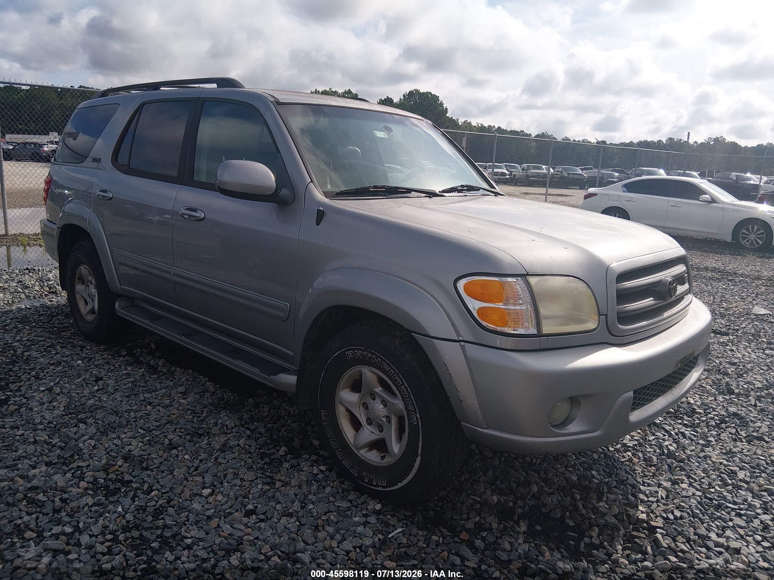2002 Toyota Sequoia Sr5 V8 Silver vin: 5TDZT34A32S132950