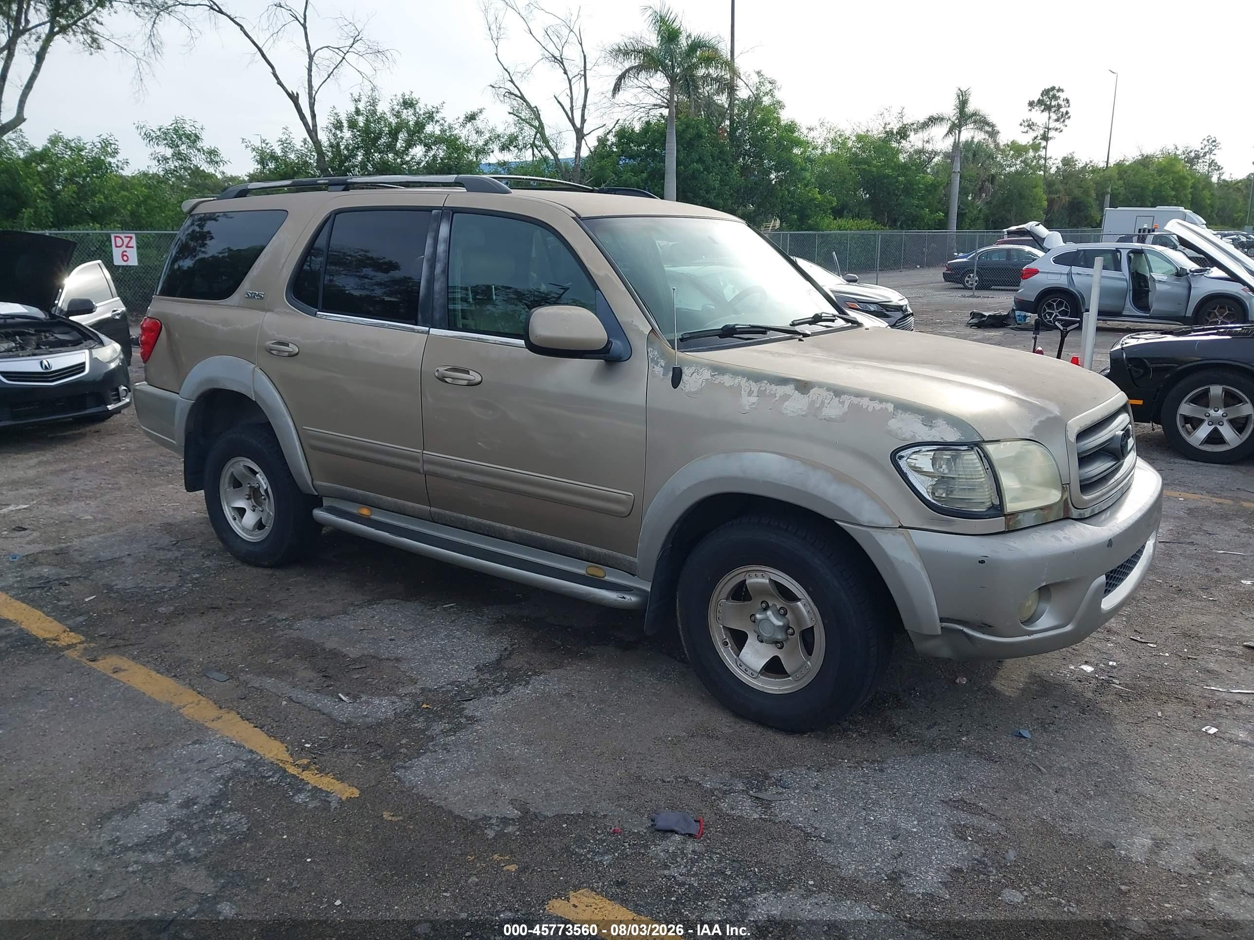 2003 Toyota Sequoia Sr5 V8 Gold vin: 5TDZT34A33S139768