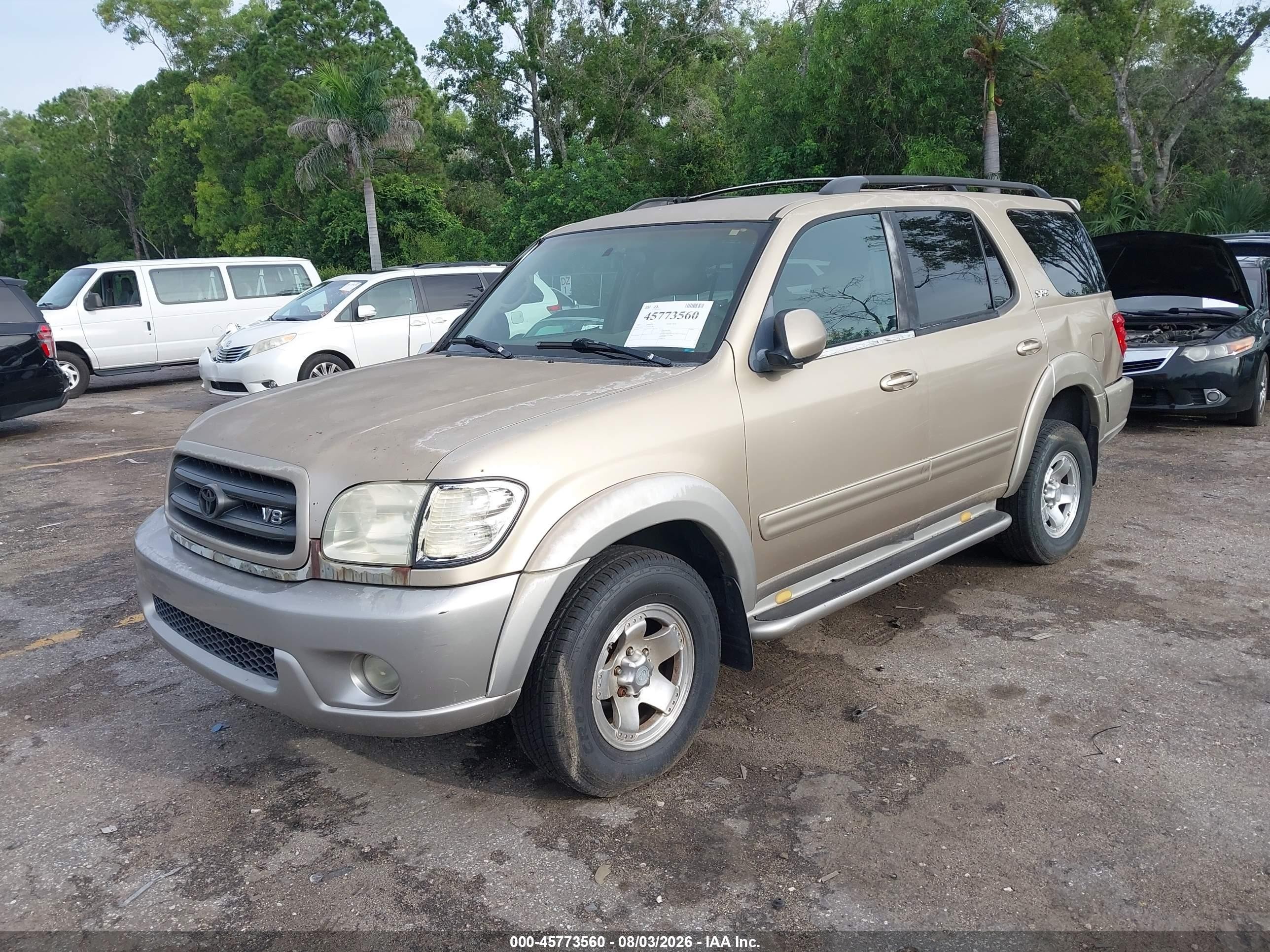 2003 Toyota Sequoia Sr5 V8 Золотой vin: 5TDZT34A33S139768